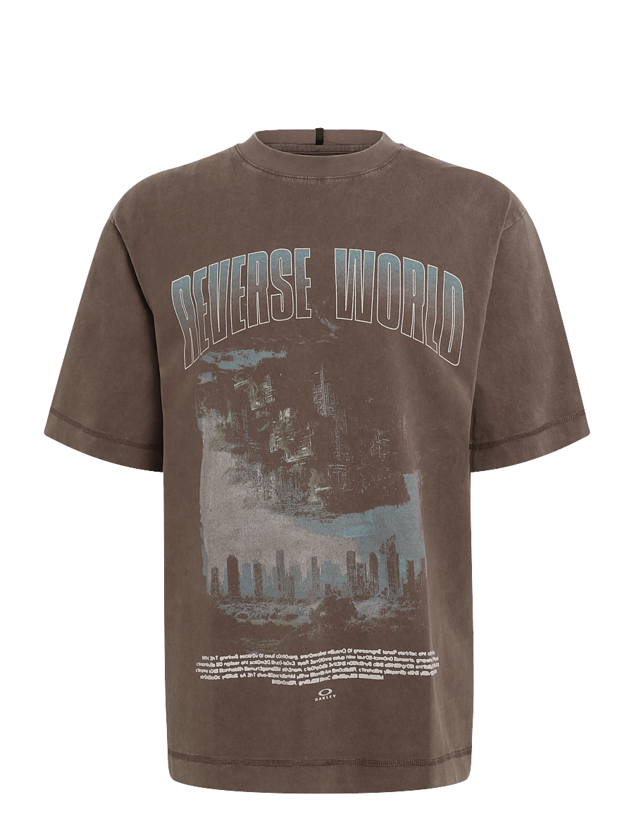 OAKLEY - REVERSE WORLD TEE - tops & t-shirts - dark umber - 1