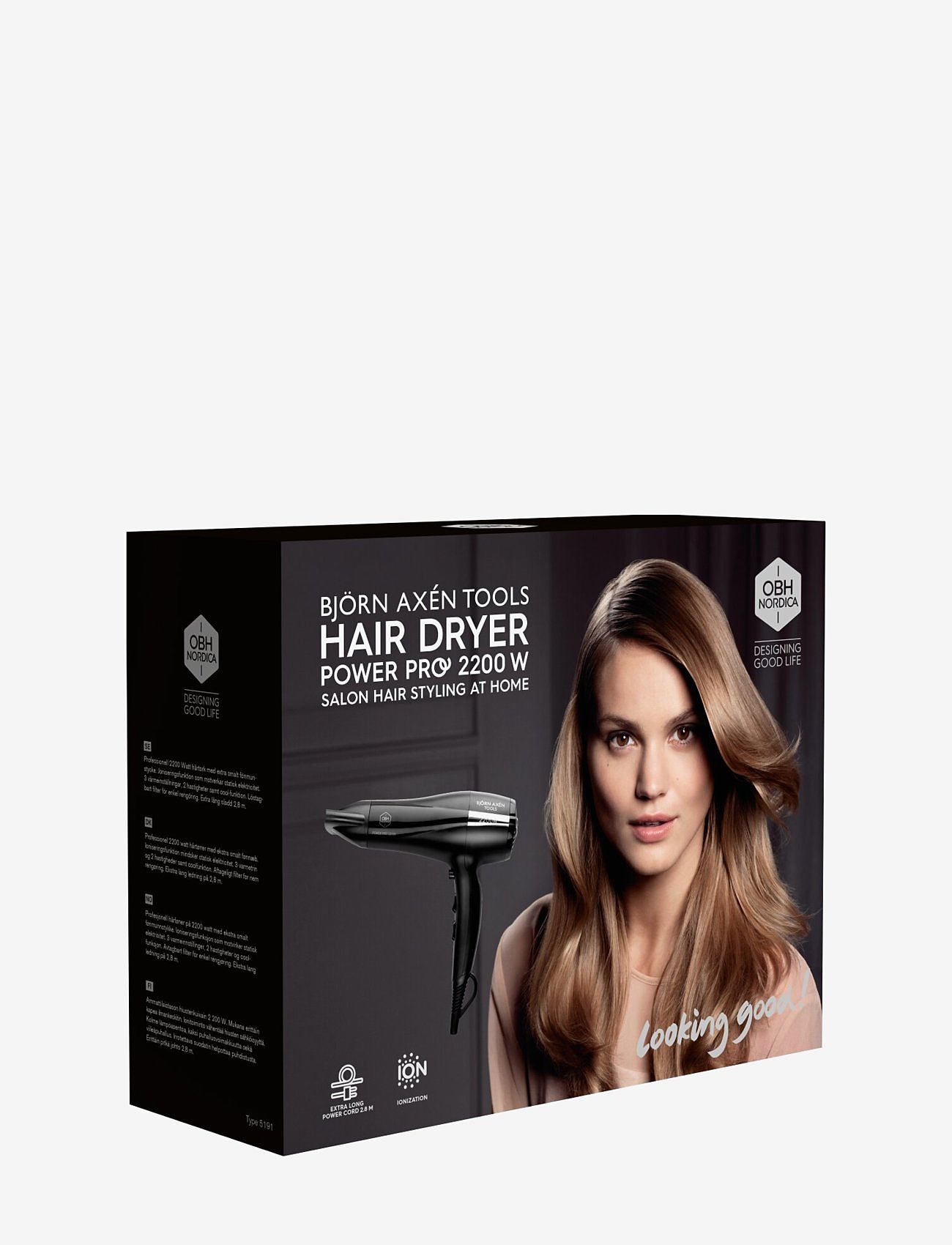 OBH Nordica - Björn Axén tools power pro hair dryer - hårfön - black - 1