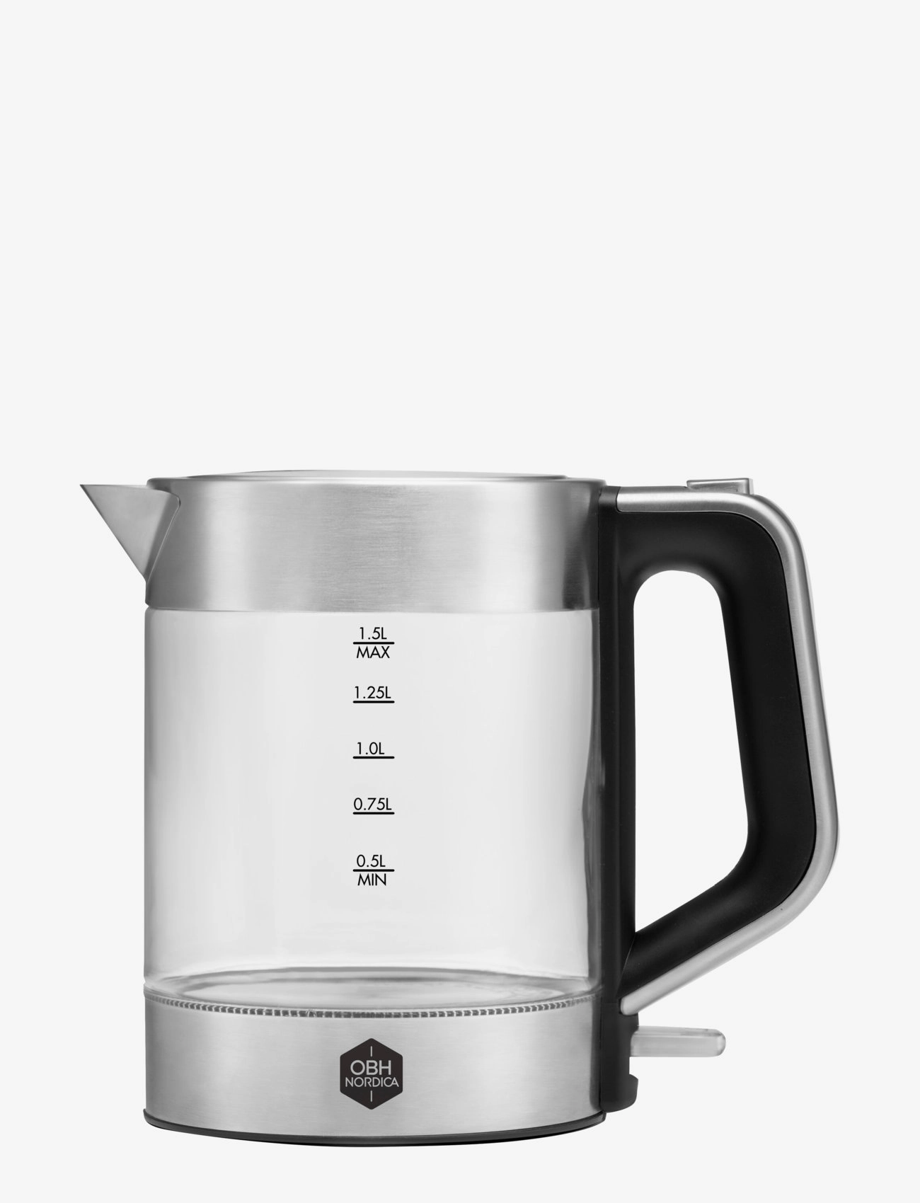 OBH Nordica Venice glass kettle 1,5 l. cordless - 4 for 3 - GLASS / silver