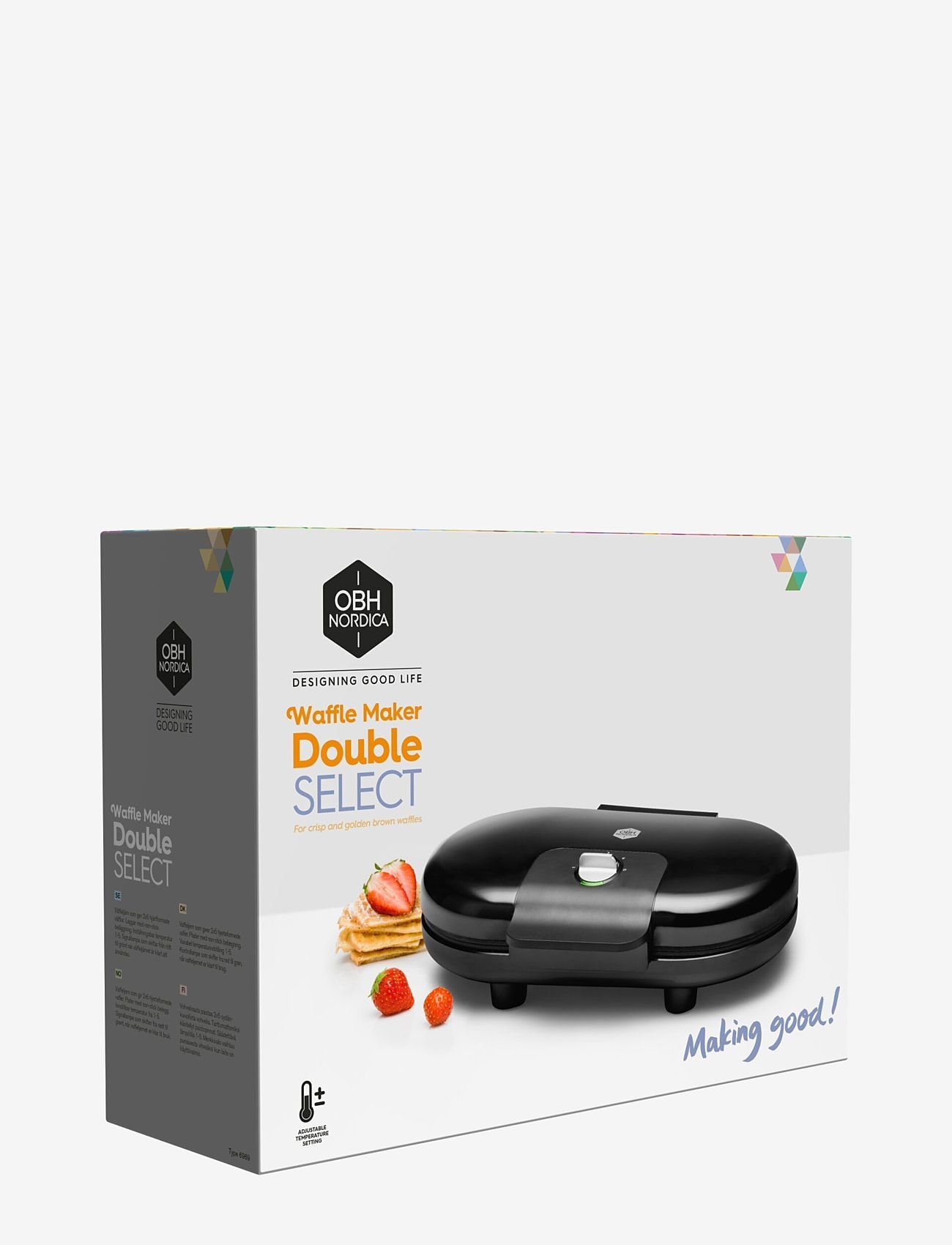 OBH Nordica - Select double waffle maker 1600 W black - najniższe ceny - black - 1