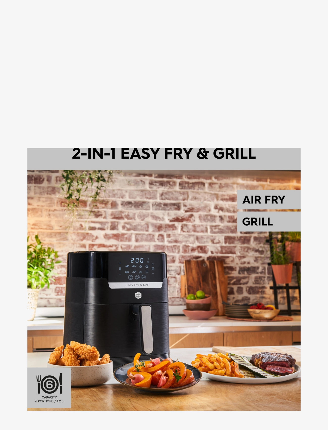 OBH Nordica - Easy Fry & Grill Precision 2in1 Black Digital 1550 W - sécheurs à air comprimé - black - 2