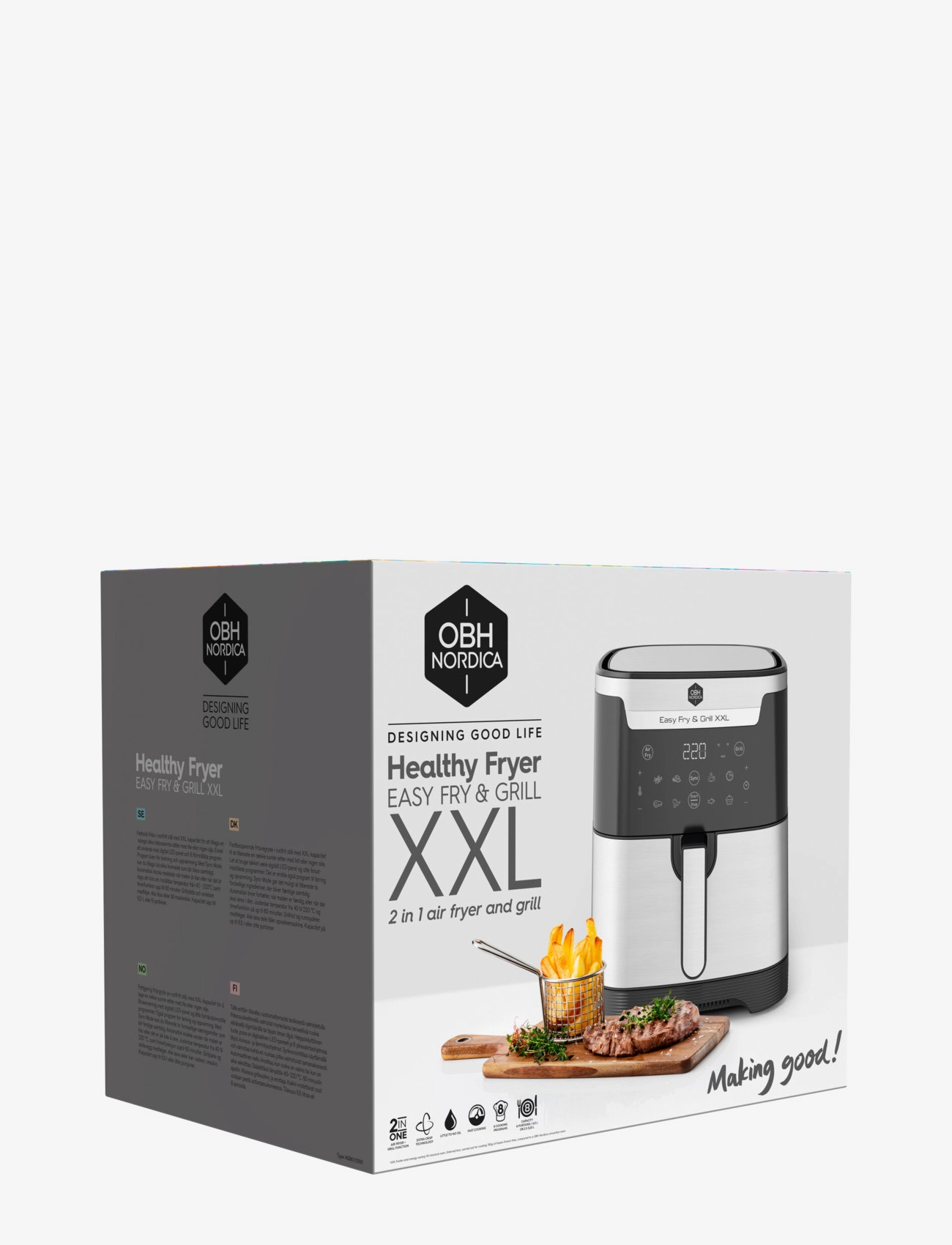OBH Nordica - Easy Fry  & Grill XXL 2in1 Silver - black - 1