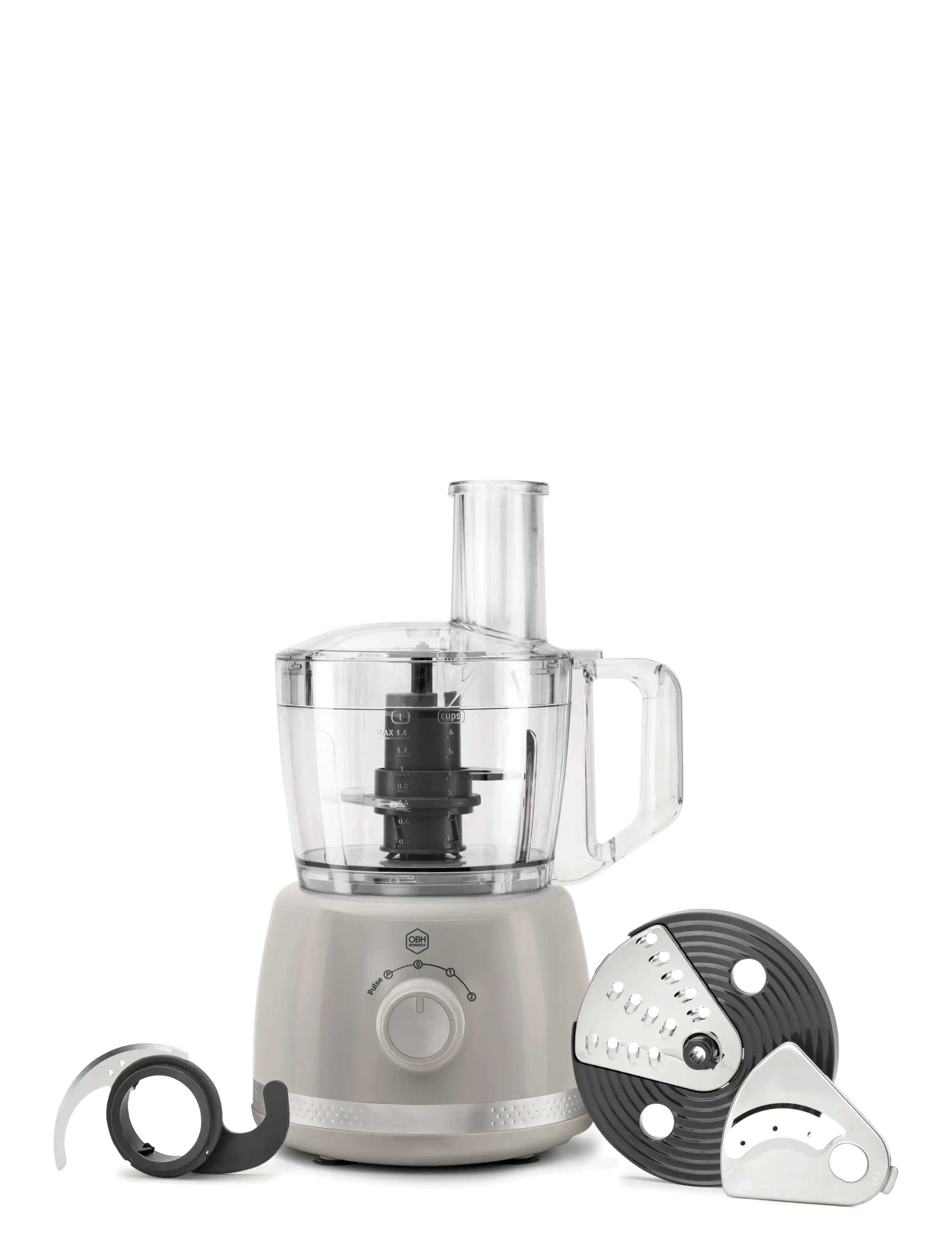 OBH Nordica Soleil Food Processor 2,4 L. Grey, Foodprocessor, Grå, Str: 2.4 L