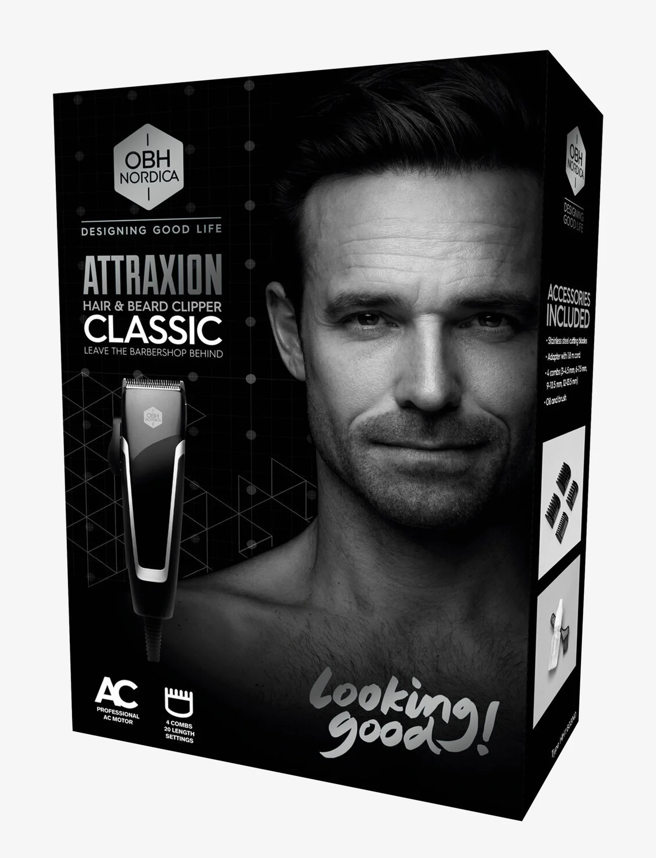 OBH Nordica - Attraxion classic hair and beard clipper - lowest prices - black, silver - 0