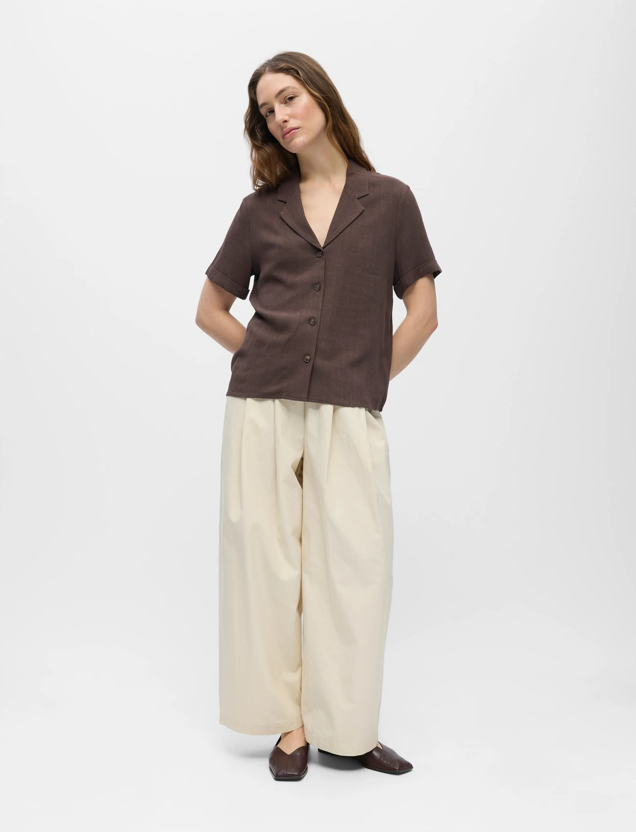Object Objsanne S/S Re Shirt Noos - Brown - 34
