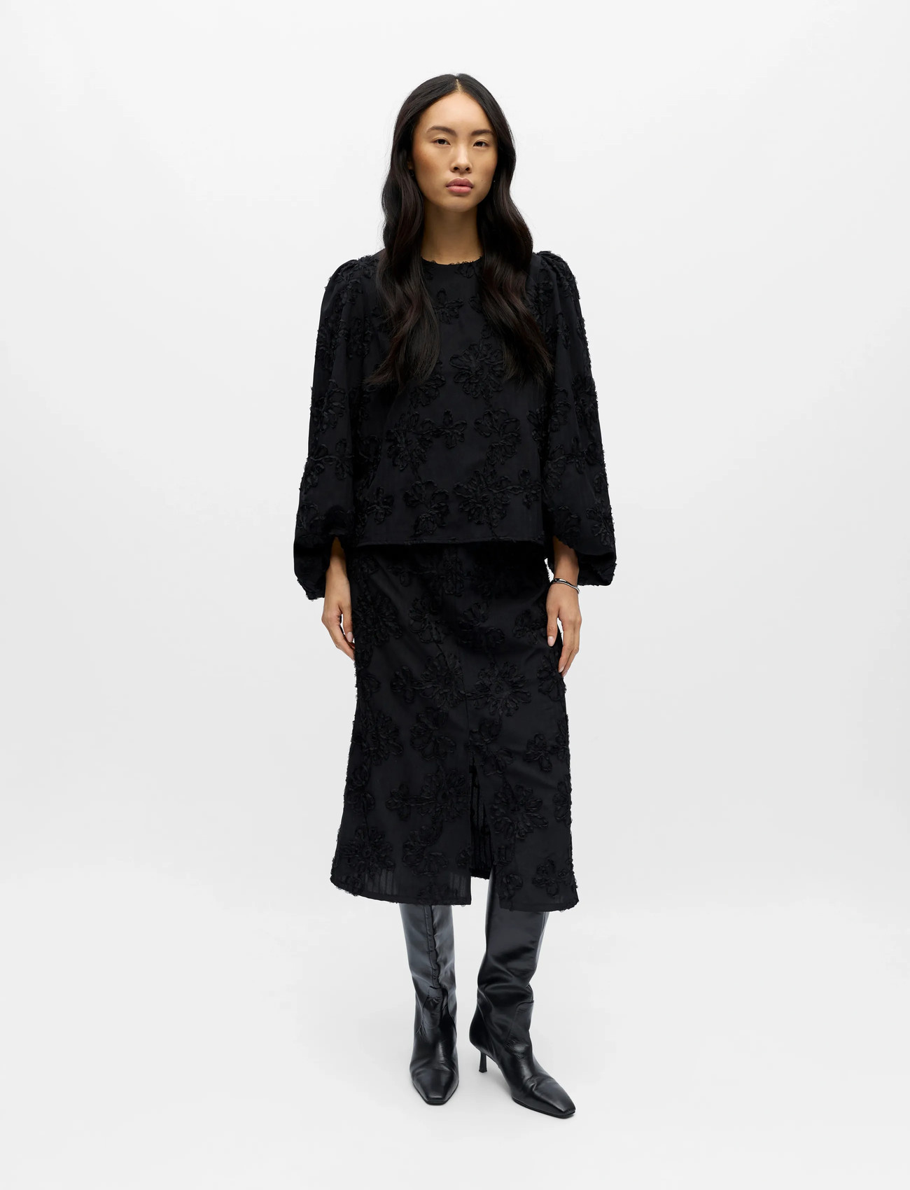 Object Objlula L/S Re O-Neck Top 141 - Black - 34