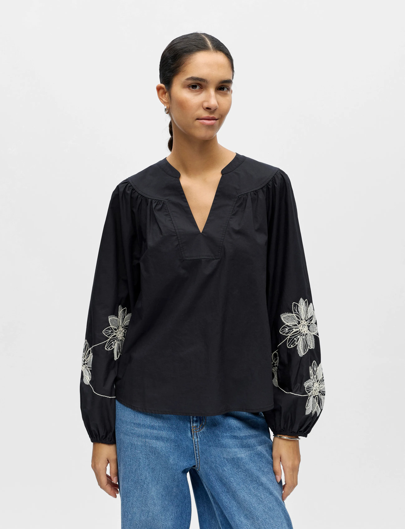 Object Objmerle Hope L/S Re V-Neck Top 143 - Black - 34