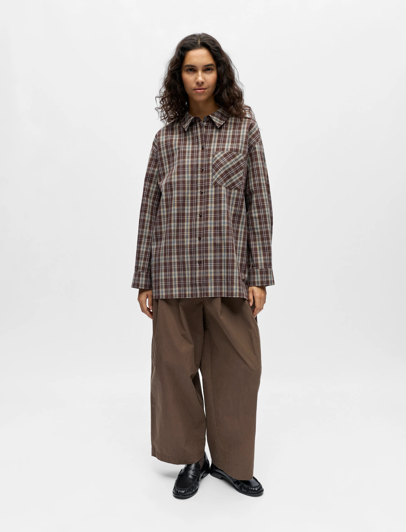 Object Objkeky L/S Loose Shirt E Div - Brown - 34