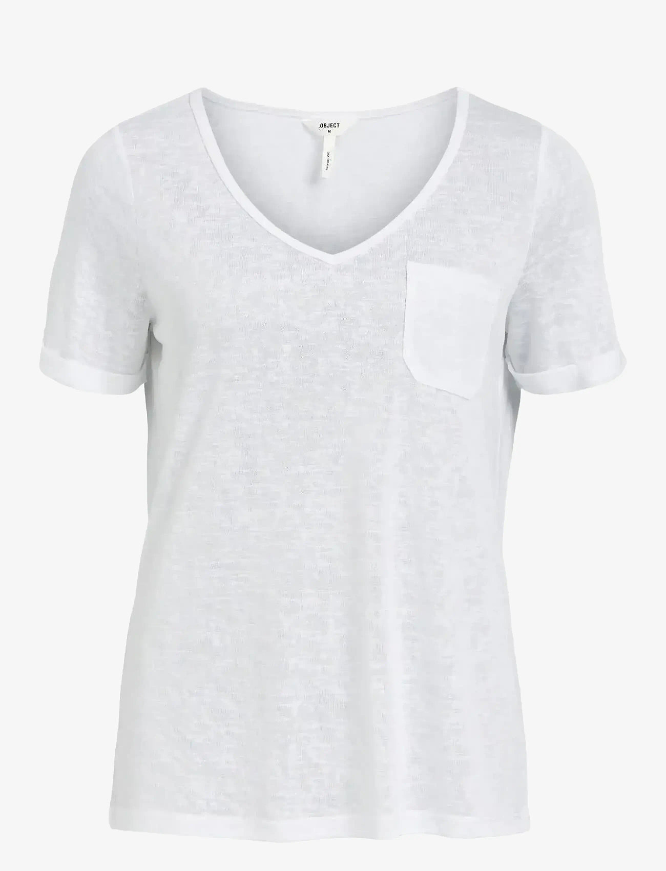 Object - OBJTESSI SLUB S/S V-NECK - t-shirts - white - 1