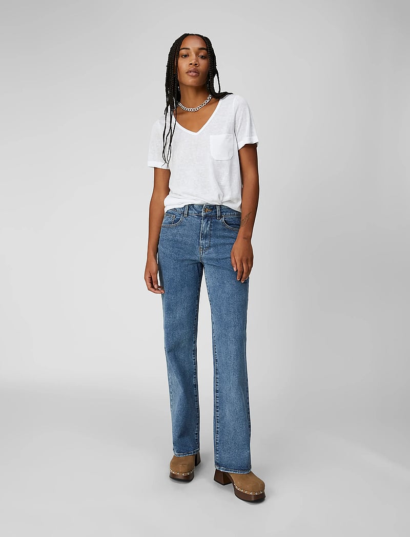 Object - OBJTESSI SLUB S/S V-NECK - t-shirts - white - 5