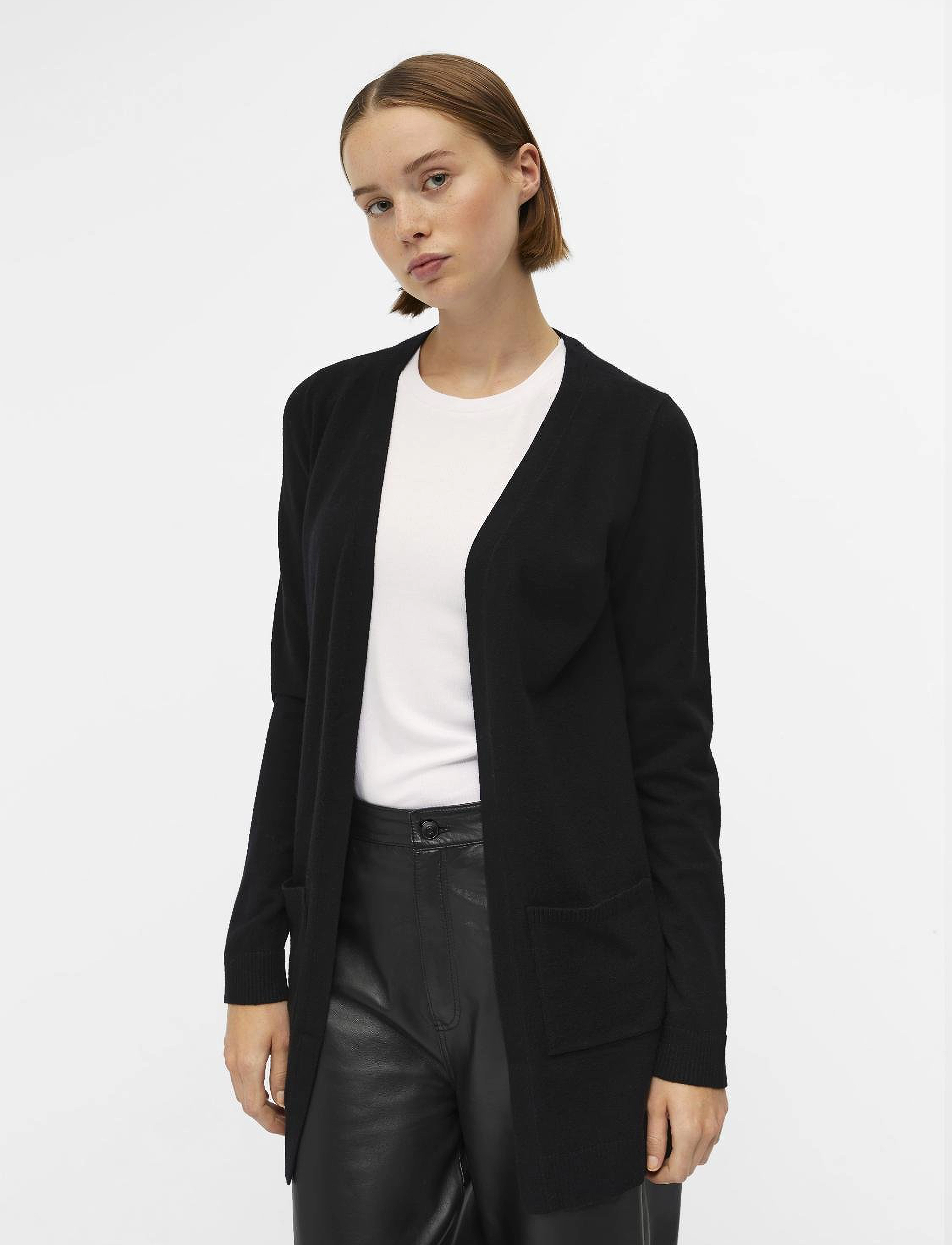Object Objthess L/S Cardigan, XS, Black, Strik > Cardigans, Dame