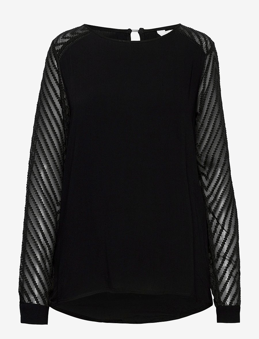 Object - OBJZOE L/S TOP - pikkade varrukatega alussärgid - black - 1