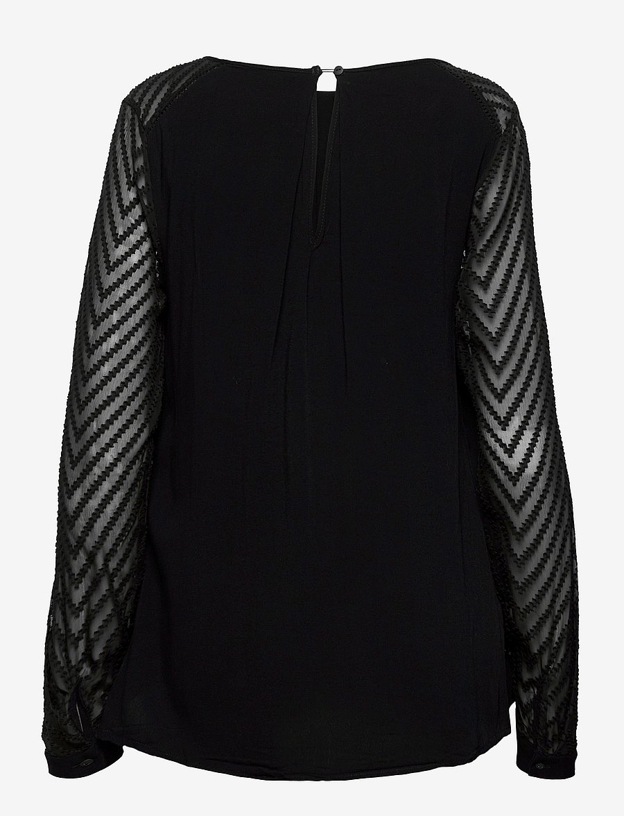 Object - OBJZOE L/S TOP - pikkade varrukatega alussärgid - black - 2