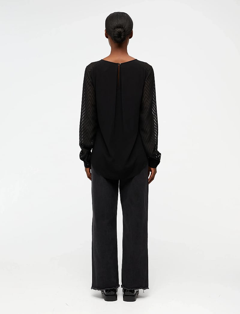 Object - OBJZOE L/S TOP - langärmlige tops - black - 3