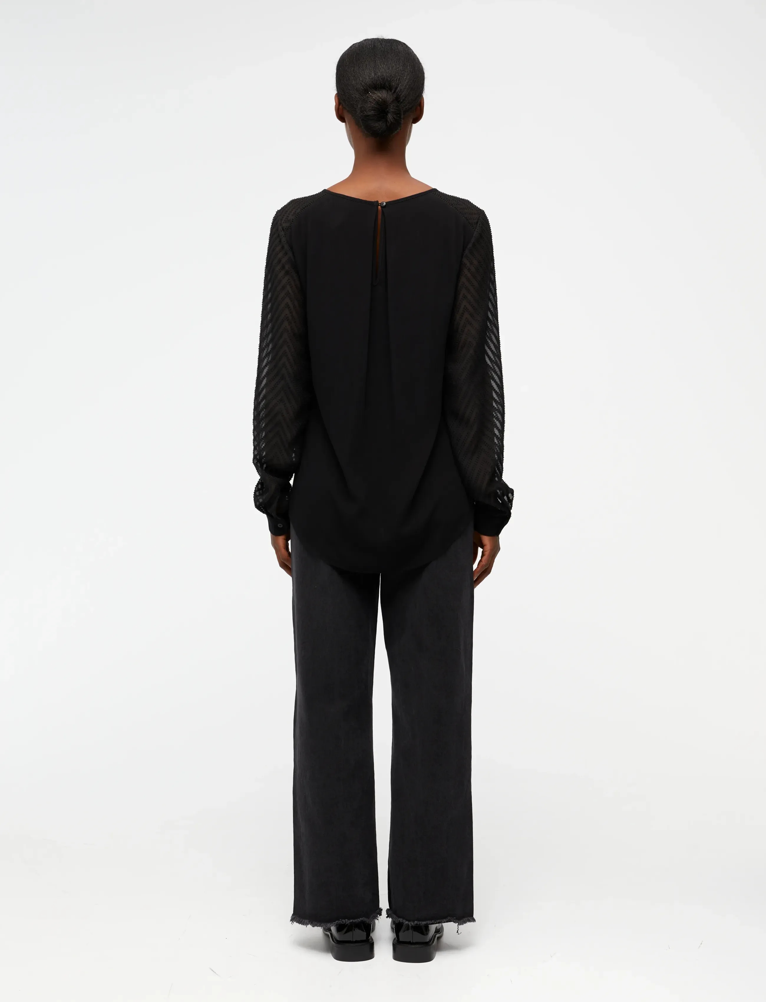 Object - OBJZOE L/S TOP - pikkade varrukatega alussärgid - black - 3