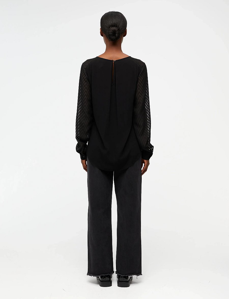 Object - OBJZOE L/S TOP - pikkade varrukatega alussärgid - black - 3