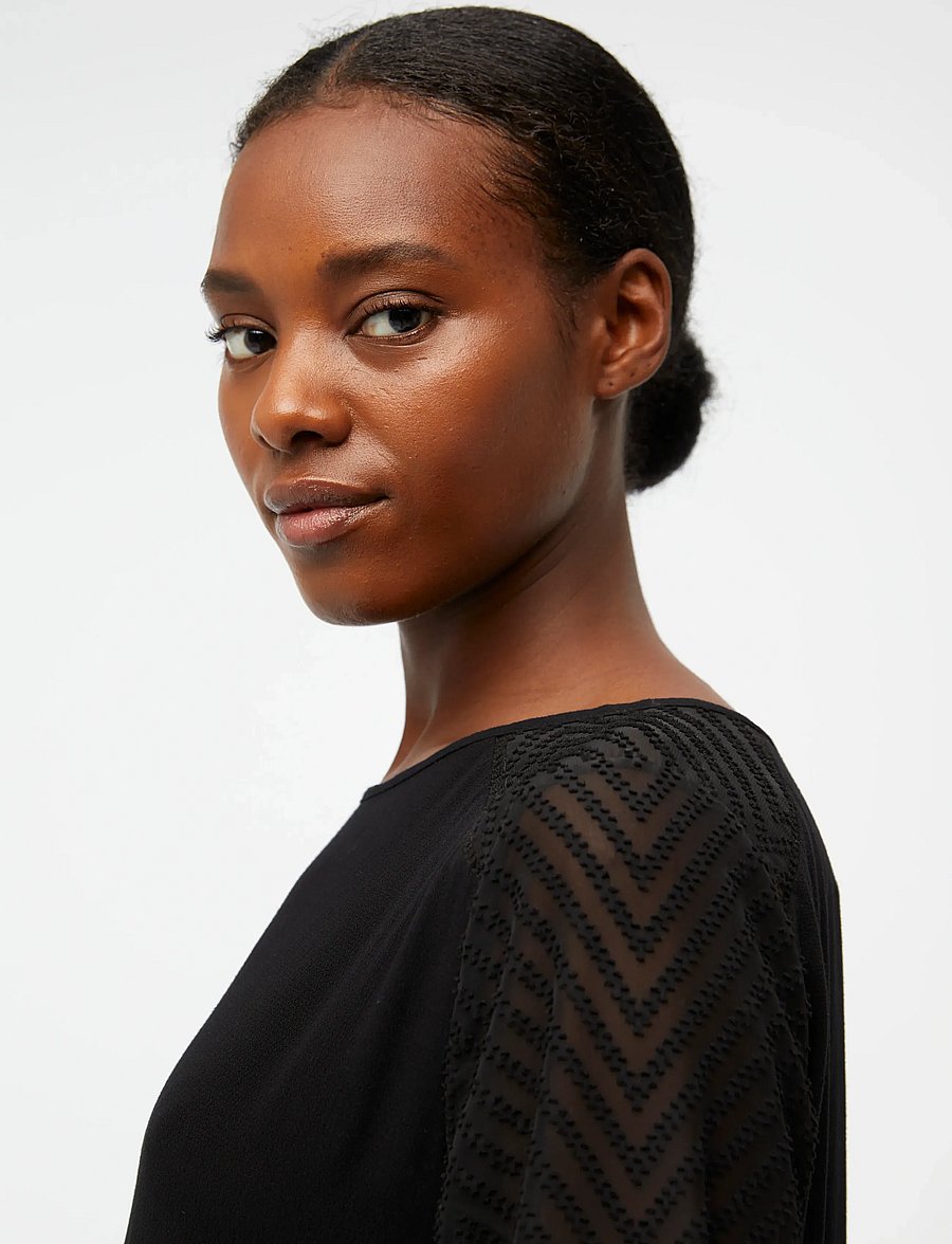 Object - OBJZOE L/S TOP - pikkade varrukatega alussärgid - black - 4