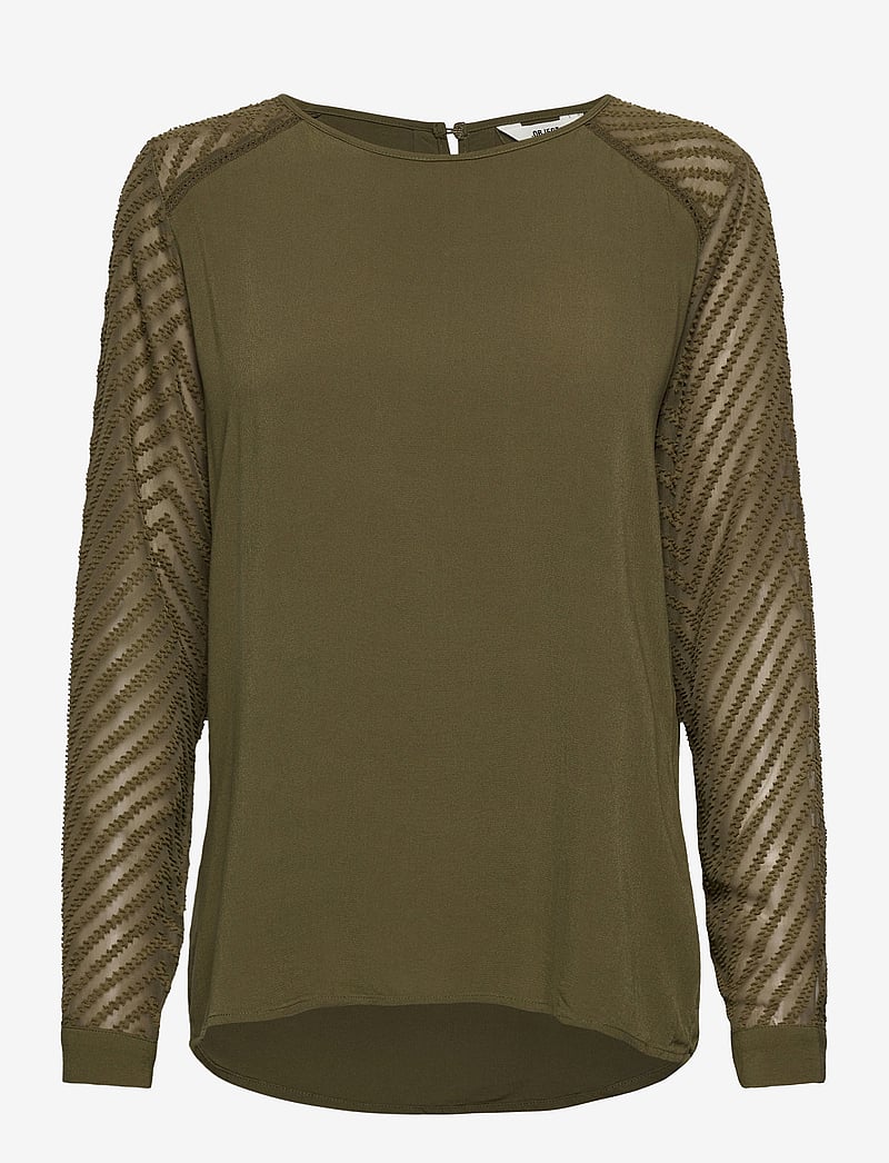 Object - OBJZOE L/S TOP - langærmede toppe - burnt olive - 0