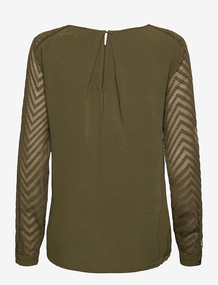 Object - OBJZOE L/S TOP - pikkade varrukatega alussärgid - burnt olive - 2