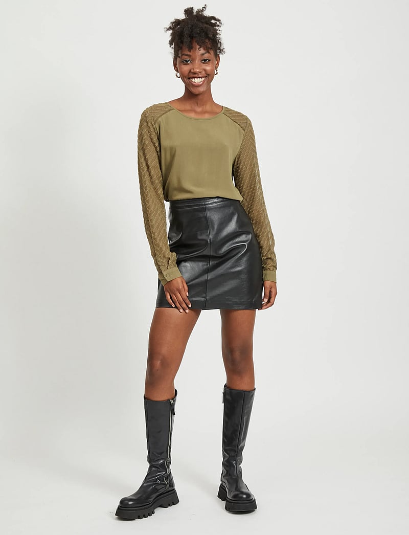 Object - OBJZOE L/S TOP - langærmede toppe - burnt olive - 0