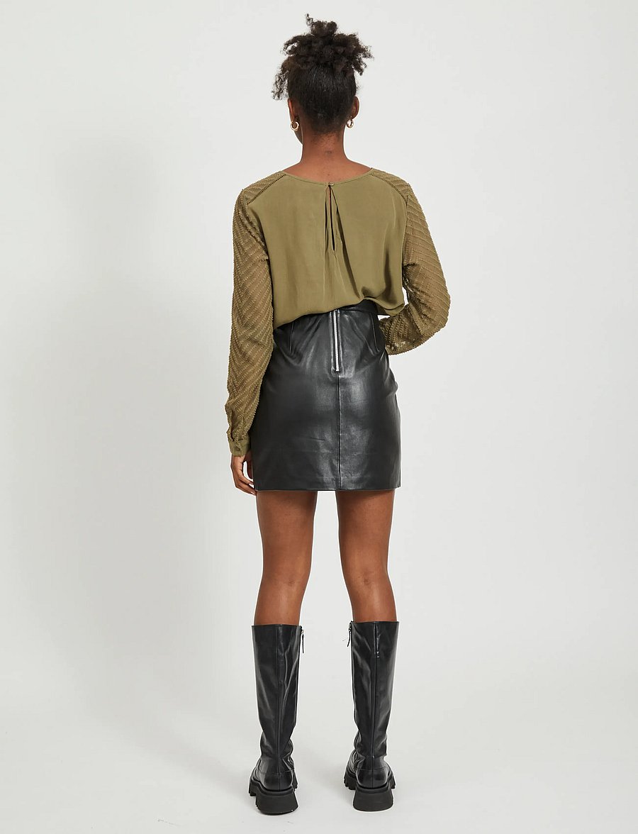 Object - OBJZOE L/S TOP - pikkade varrukatega alussärgid - burnt olive - 3