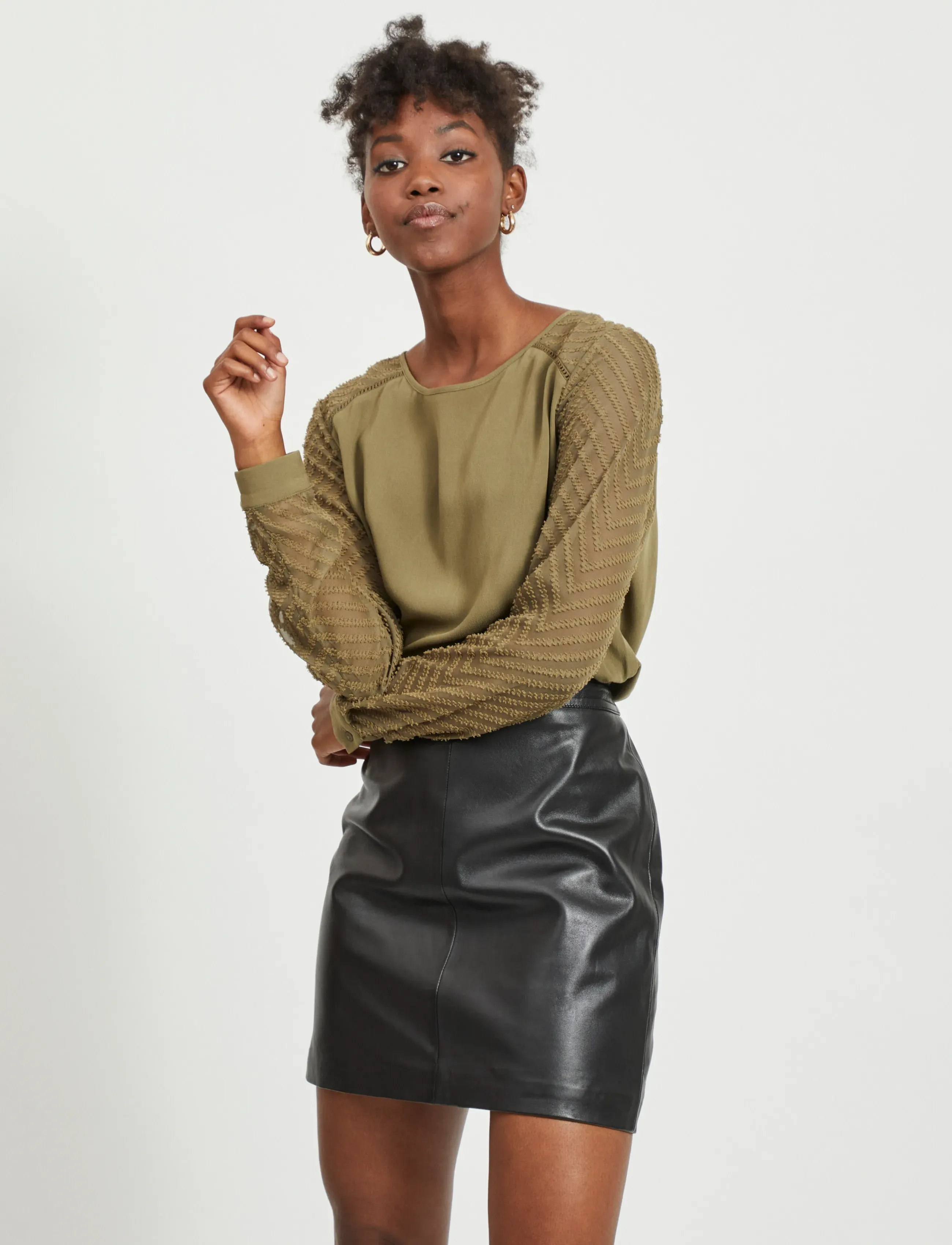 Object - OBJZOE L/S TOP - langærmede toppe - burnt olive - 4