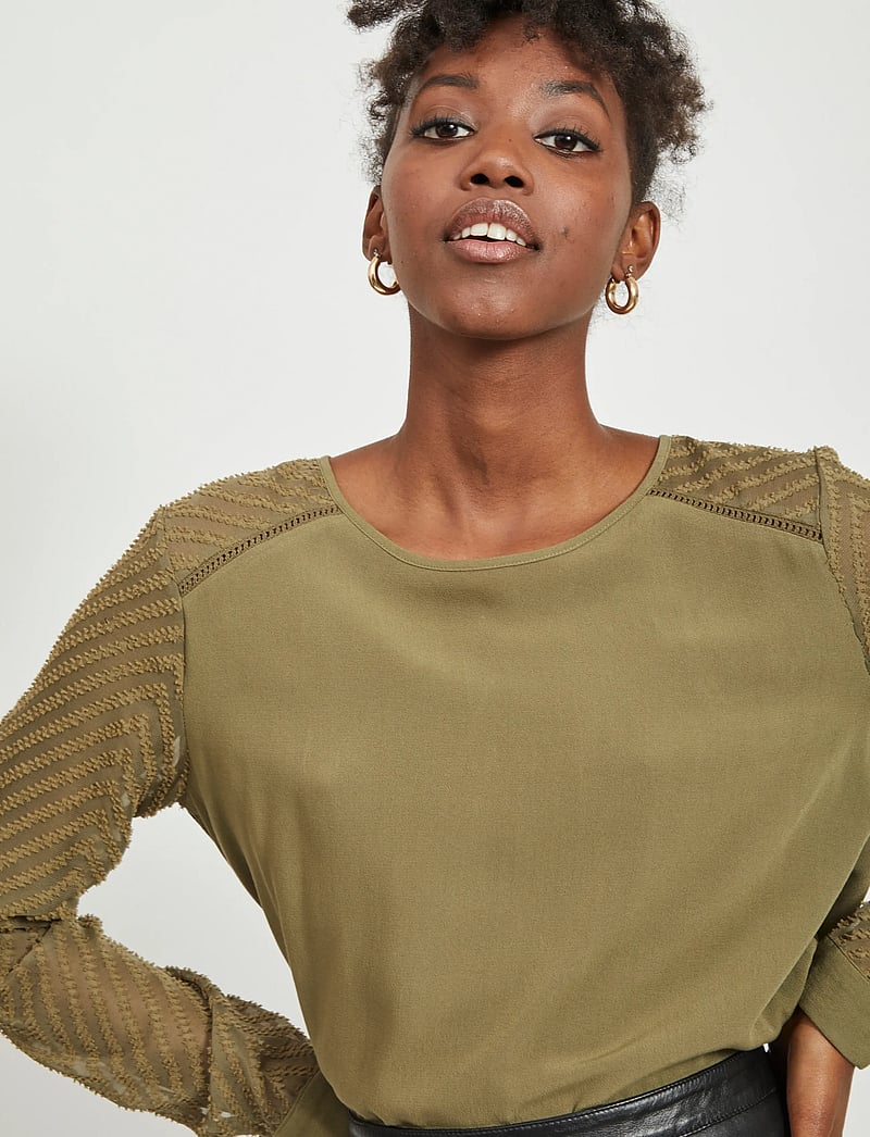 Object - OBJZOE L/S TOP - langærmede toppe - burnt olive - 5