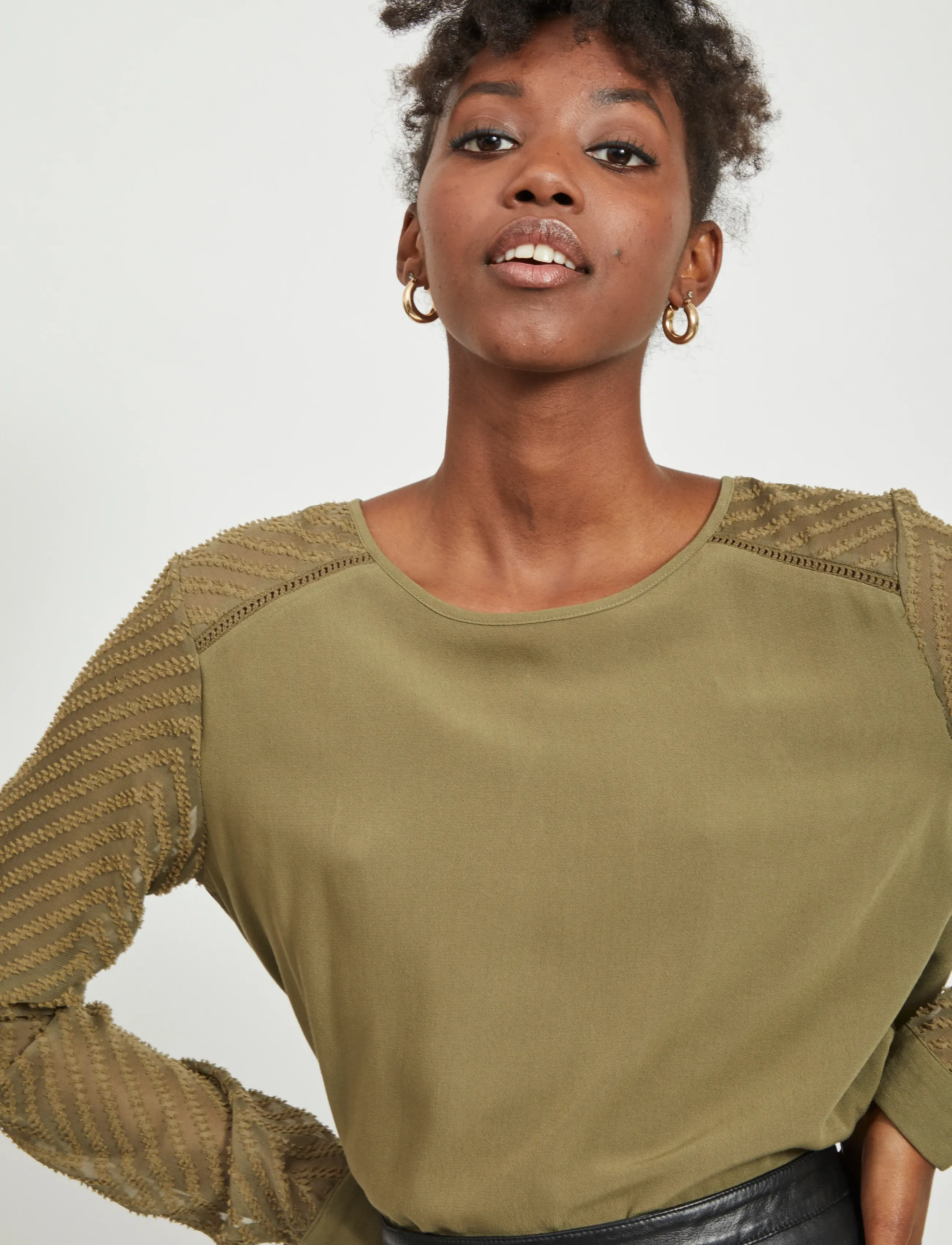 Object - OBJZOE L/S TOP - langærmede toppe - burnt olive - 5