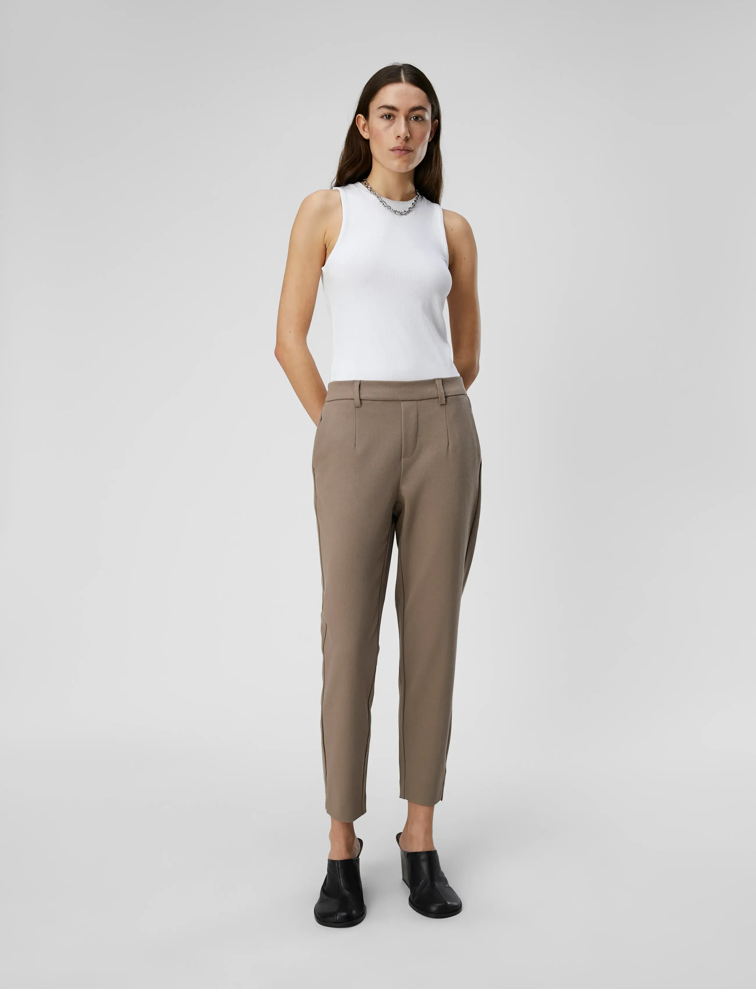 Object OBJLISA SLIM PANT NOOS - Kläder - FOSSIL / brown