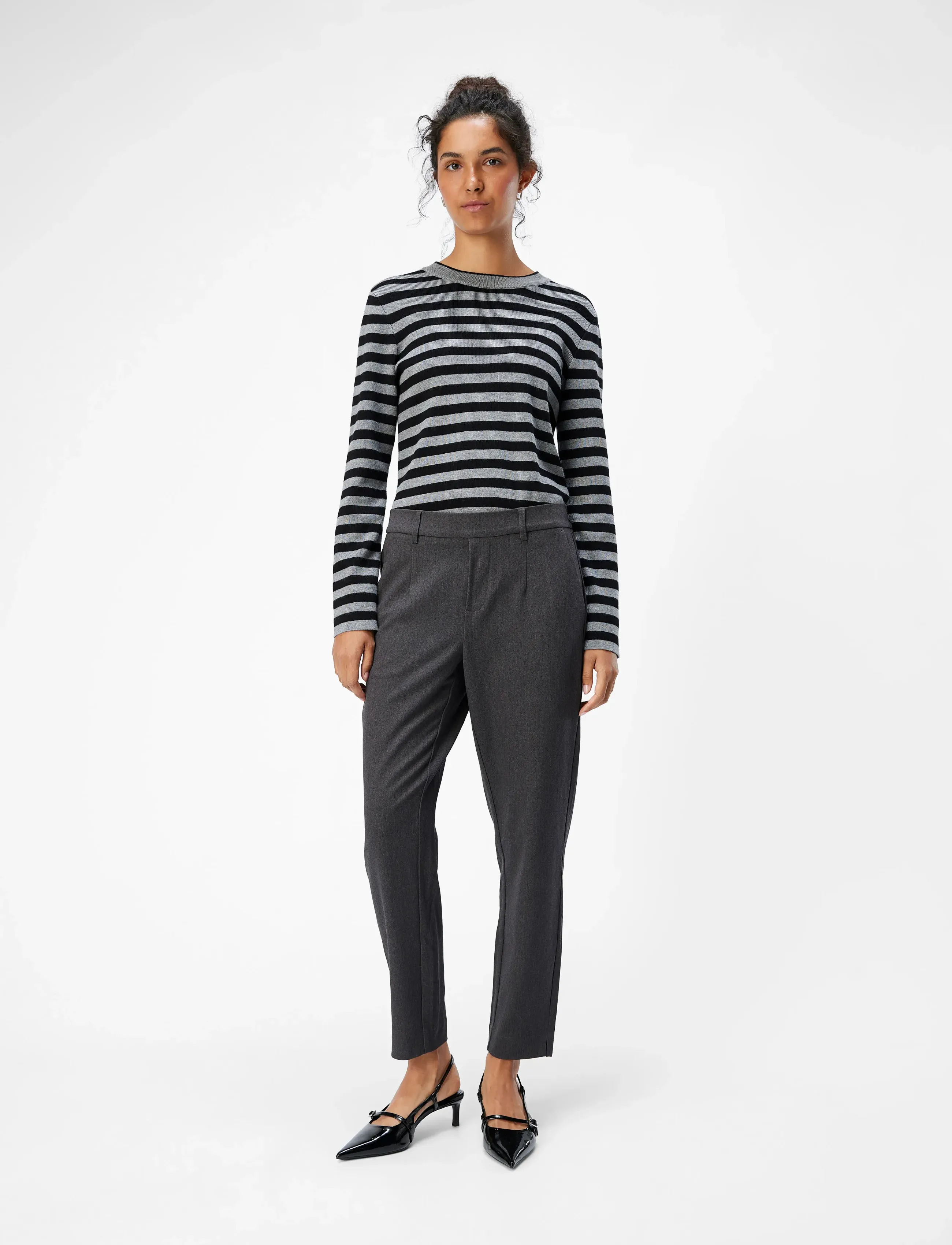 Object - OBJLISA SLIM PANT NOOS - kitsalõikelised püksid - medium grey melange - 5