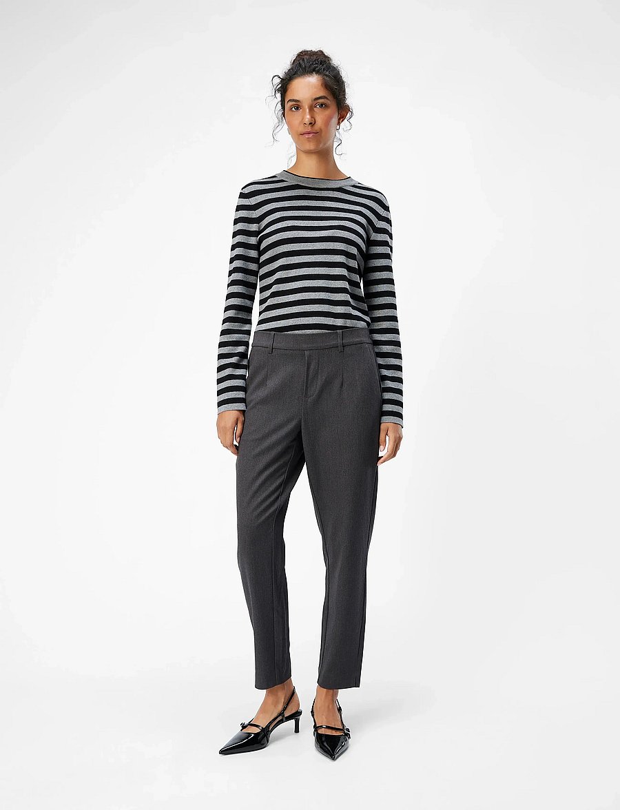 Object - OBJLISA SLIM PANT NOOS - kitsalõikelised püksid - medium grey melange - 5