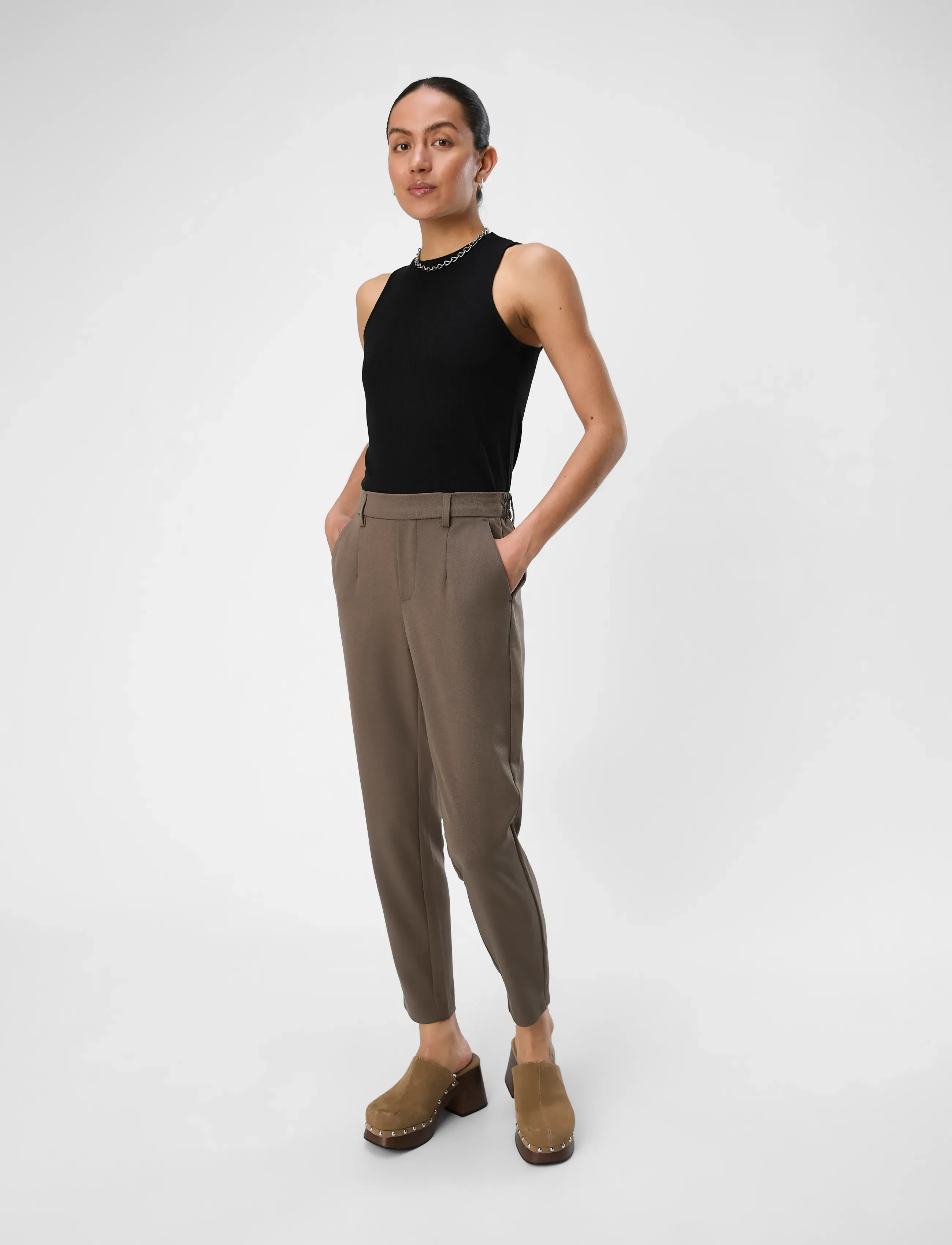Object - OBJLISA SLIM PANT NOOS - slim fit-byxor - morel - 5