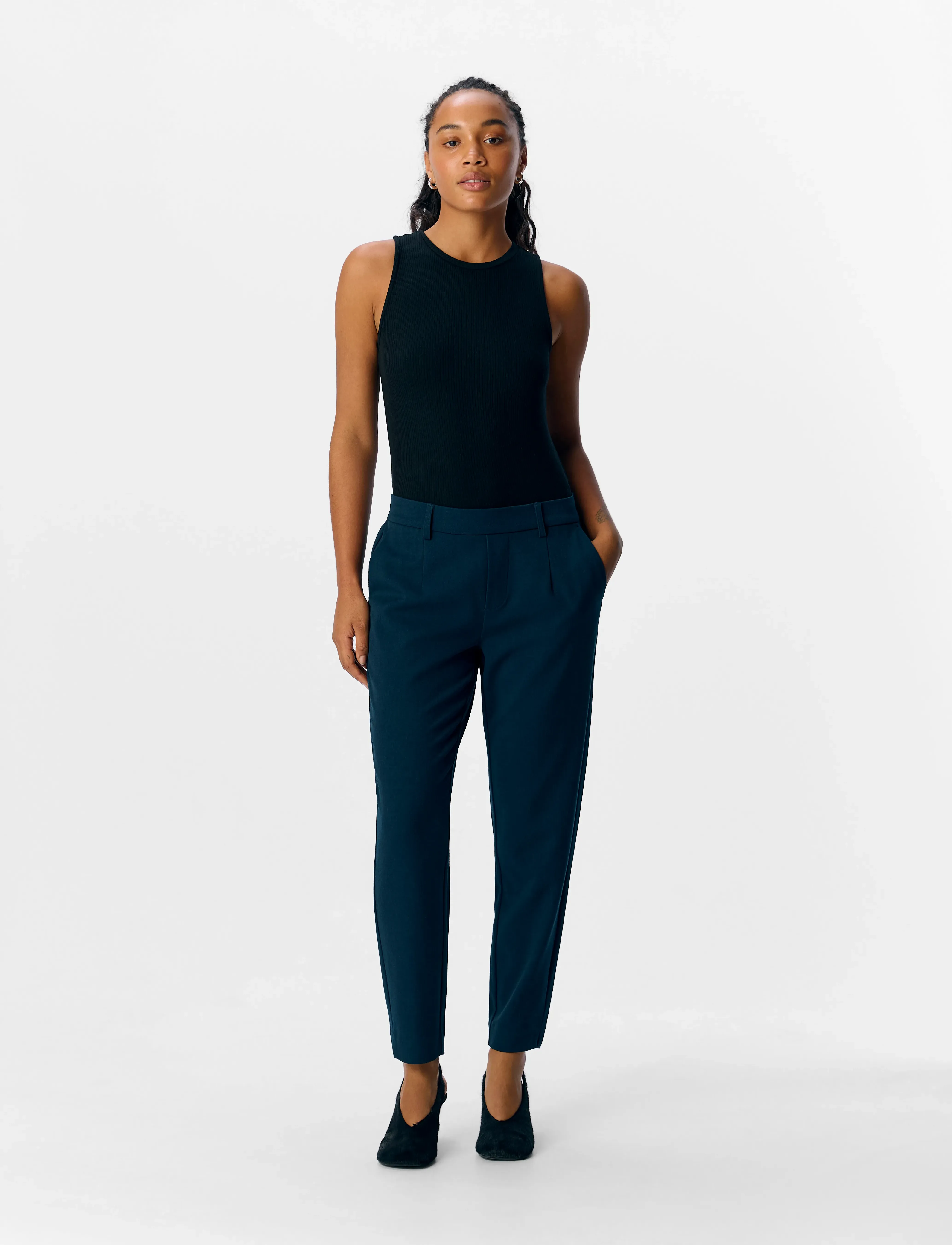 Object Objlisa Slim Pant Noos, 34, Navy, Bukser > Slim Fit-Bukser, Dame