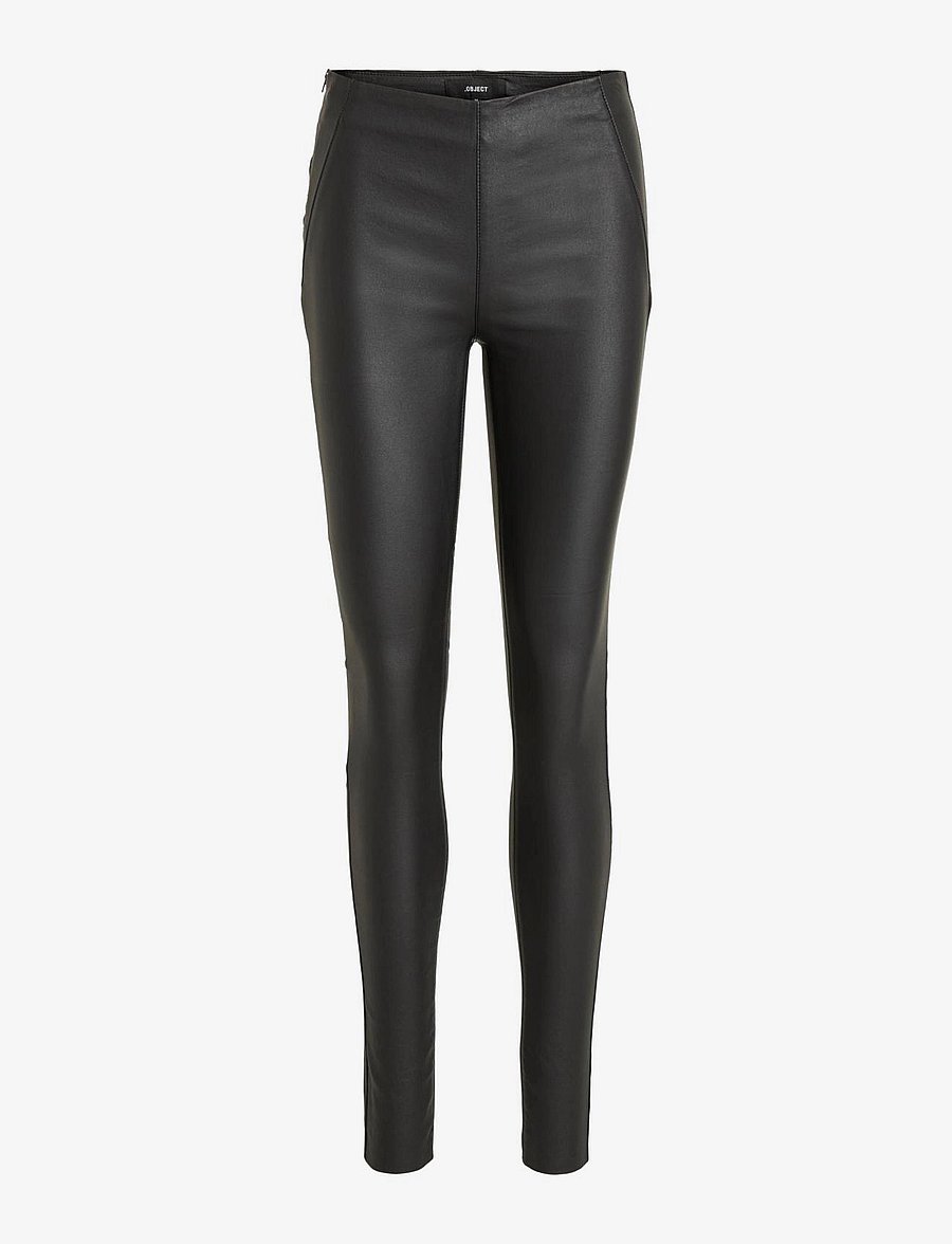 Object - OBJBELLE MW COATED LEGGINGS NOOS - lederhosen - black - 1