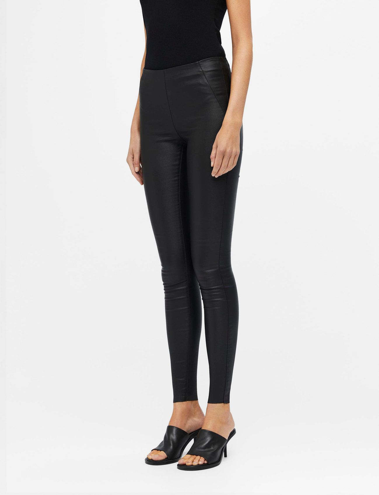 Object - OBJBELLE MW COATED LEGGINGS NOOS - leather trousers - black - 0