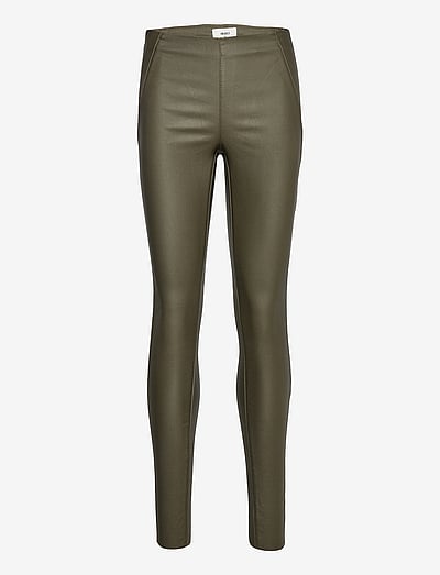 Object OBJBELLE MW COATED LEGGINGS NOOS - Lederhosen - FOREST NIGHT / khaki/green