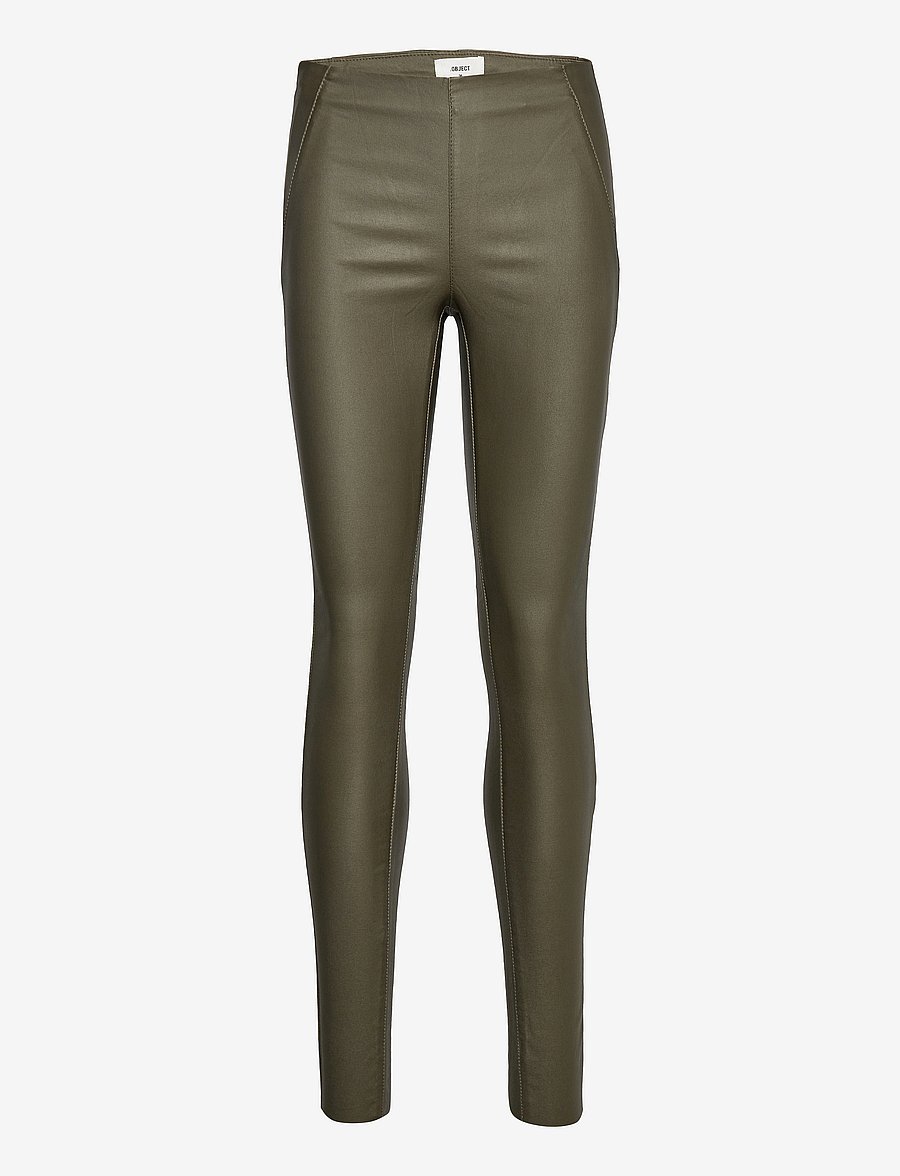 Object - OBJBELLE MW COATED LEGGINGS NOOS - lederhosen - forest night - 1