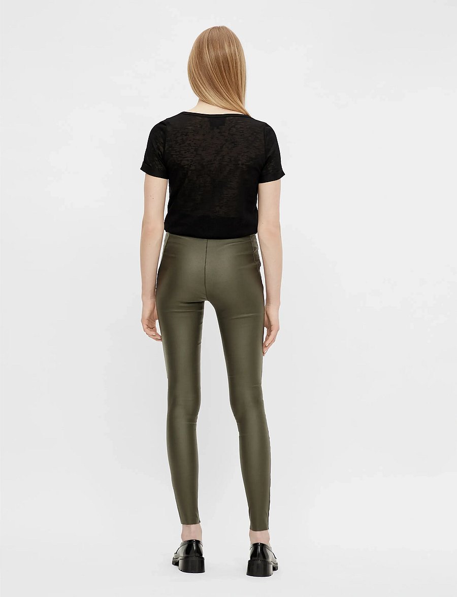 Object - OBJBELLE MW COATED LEGGINGS NOOS - lederhosen - forest night - 3
