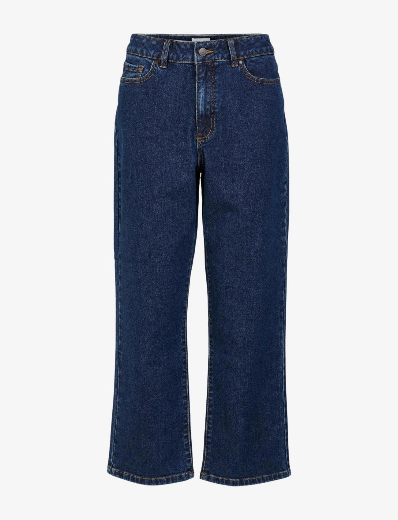 OBJMOJI HW STRAIGHT ANKLE JEANS - DARK BLUE DENIM