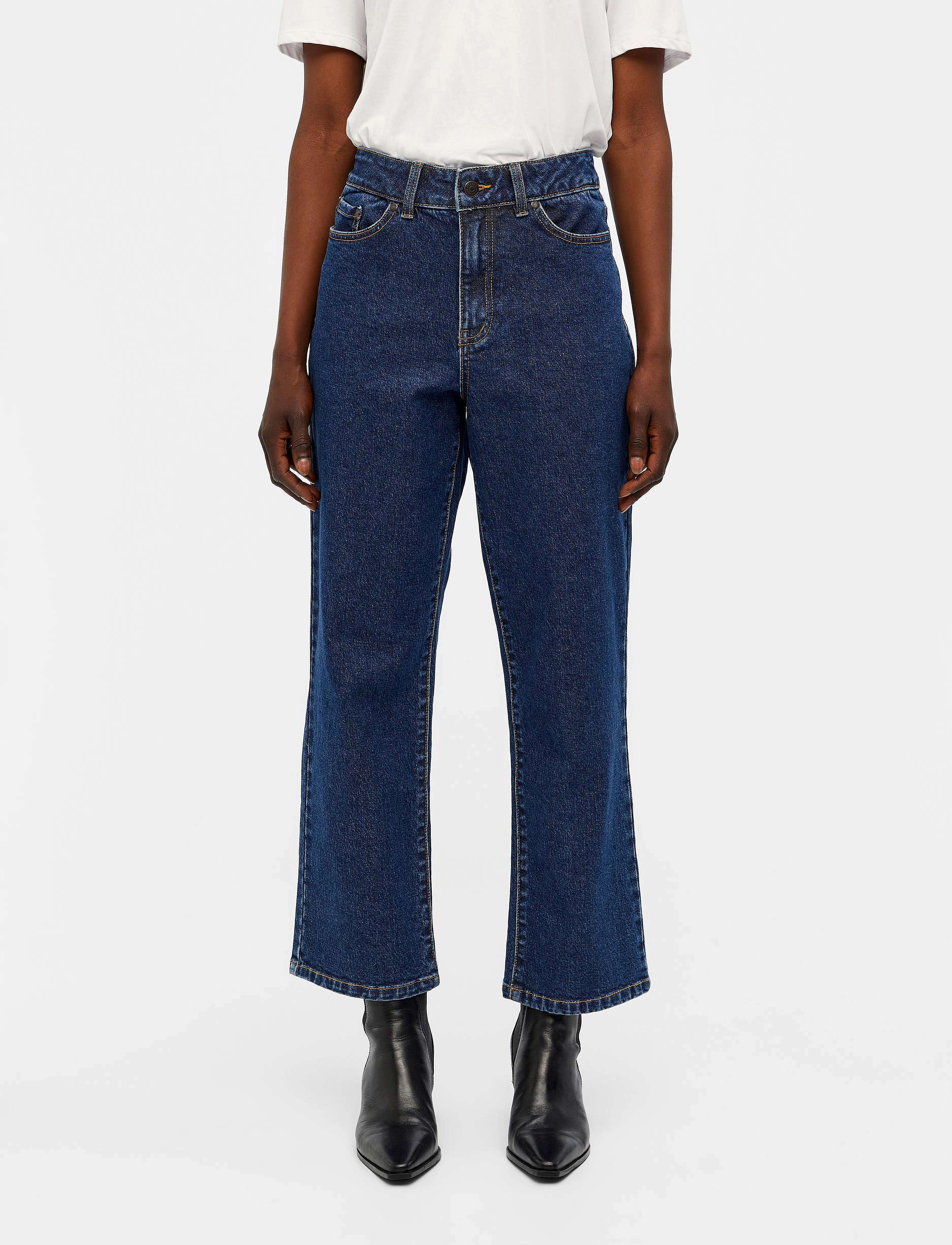 Object - OBJMOJI HW STRAIGHT ANKLE JEANS - dark blue denim - 2