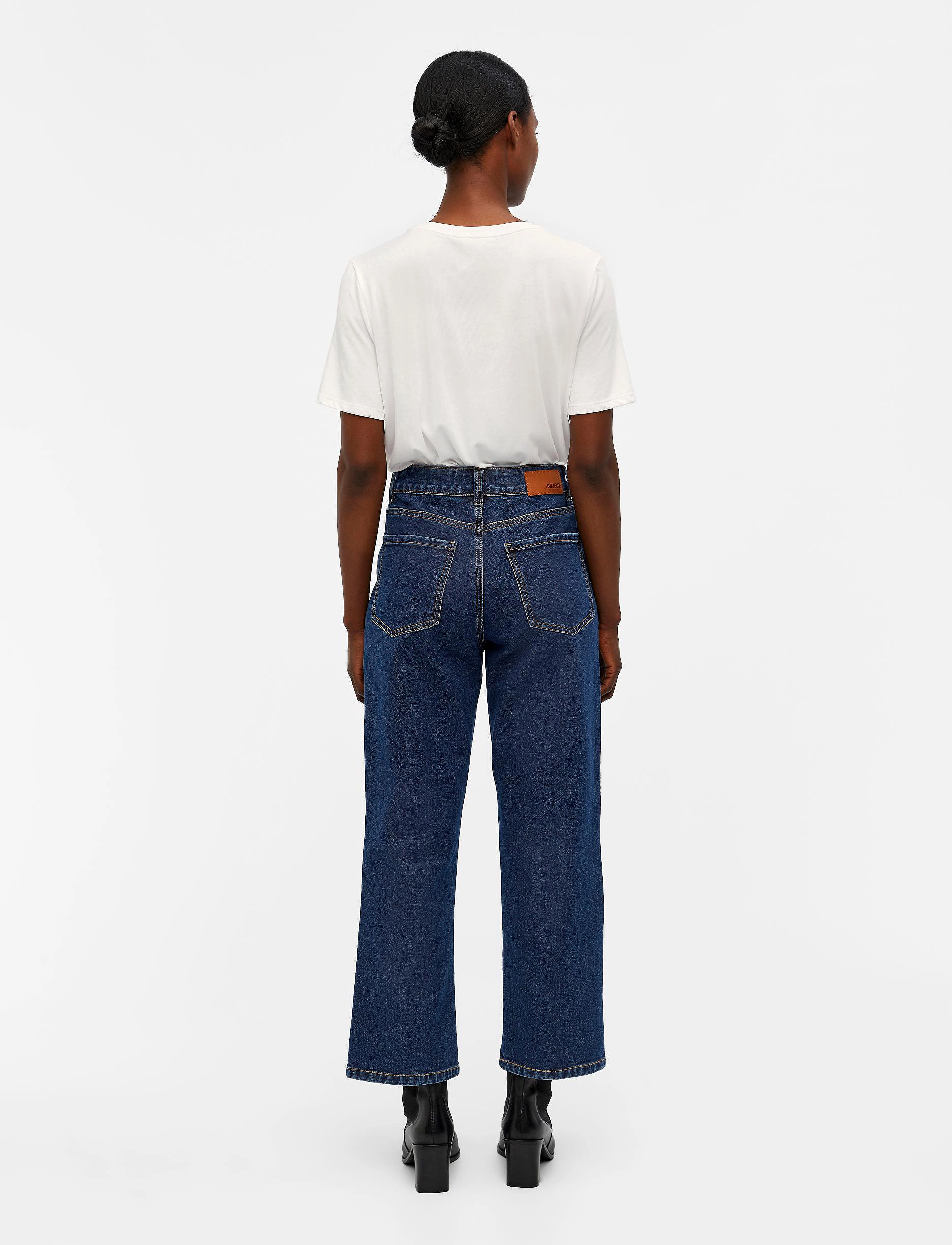 Object - OBJMOJI HW STRAIGHT ANKLE JEANS - dark blue denim - 3