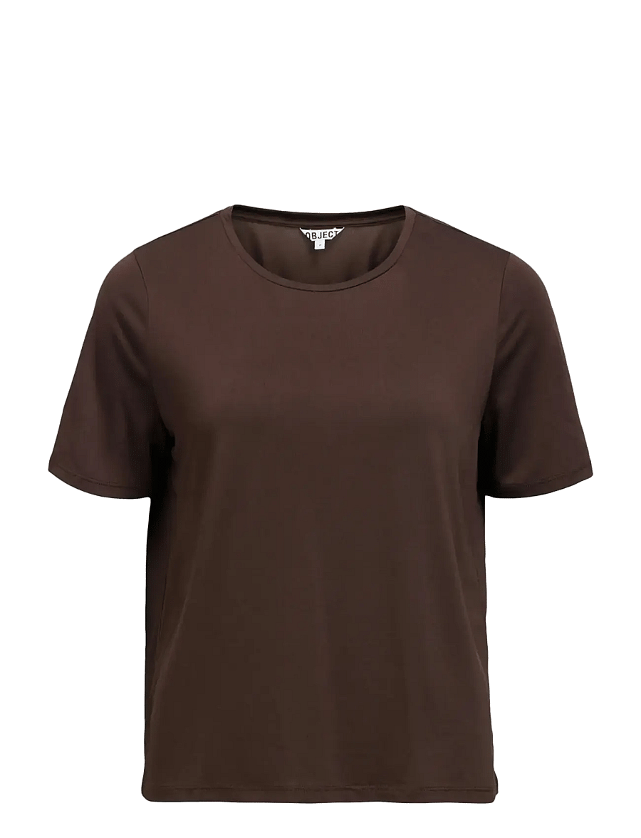 Object - OBJANNIE S/S T-SHIRT NOOS - t-shirts - seal brown - 1