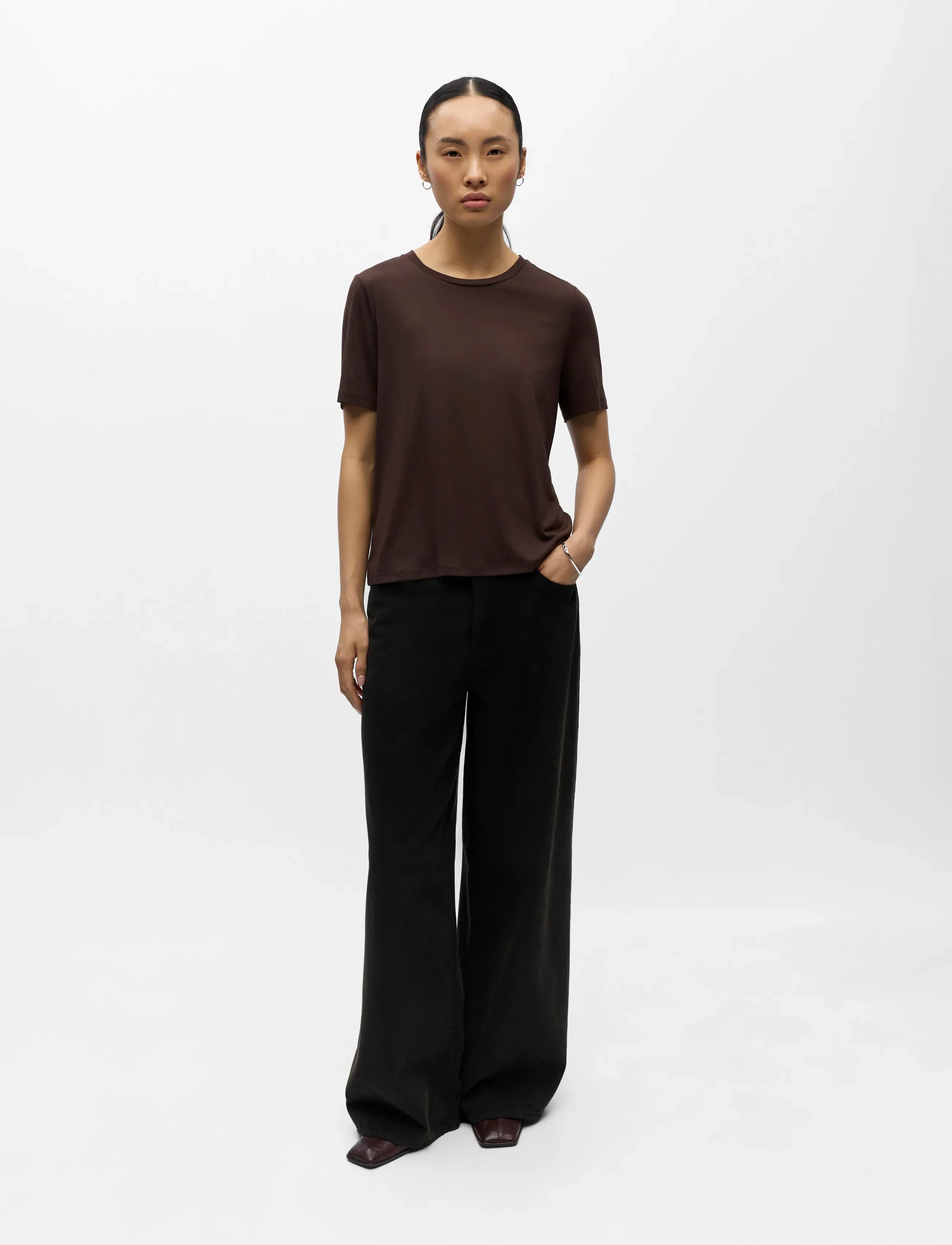 Object Objannie S/S T-Shirt Noos, M, Brown, T-Shirts & Toppe > Kortærmede, Dame