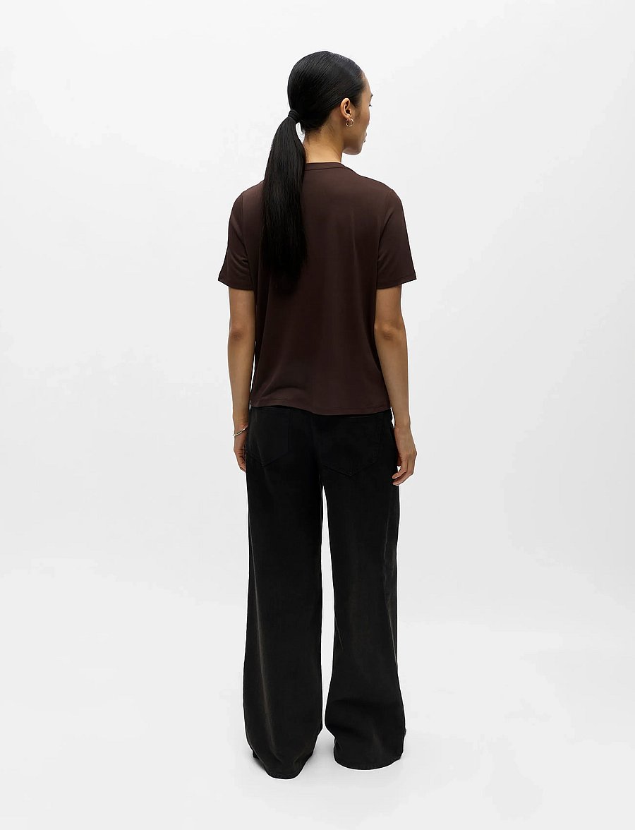 Object - OBJANNIE S/S T-SHIRT NOOS - t-shirts - seal brown - 2