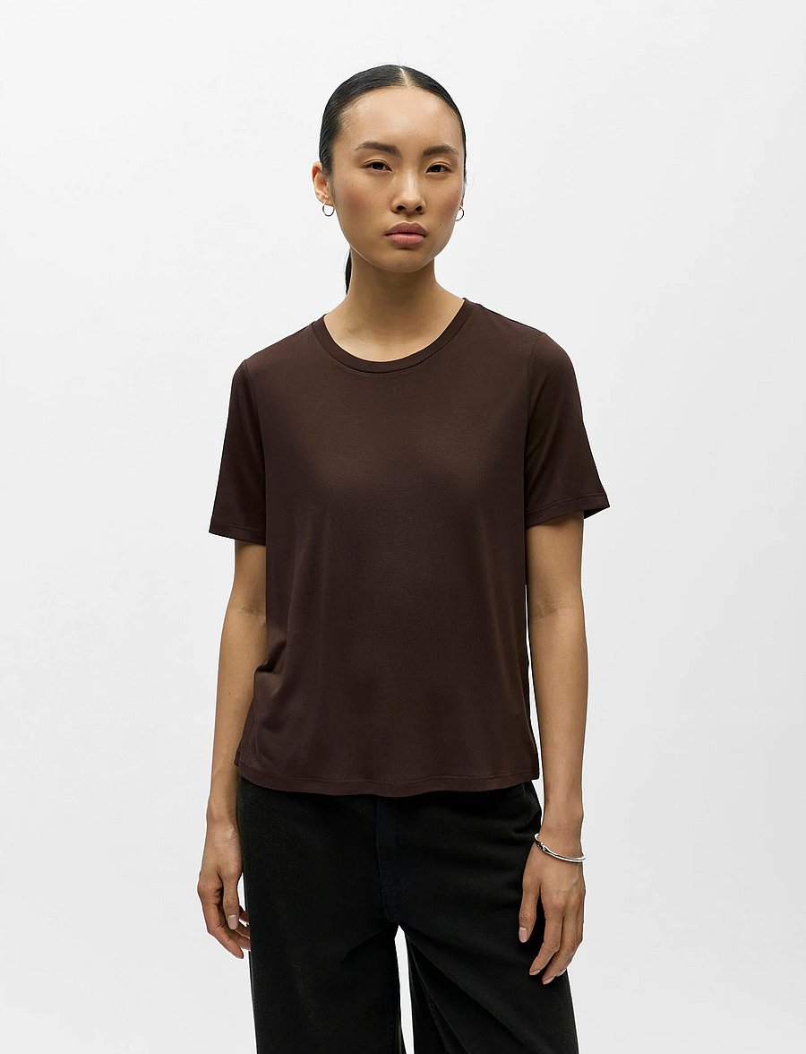 Object - OBJANNIE S/S T-SHIRT NOOS - t-shirts - seal brown - 4