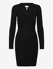 Object - OBJFAE THESS L/S RIB KNIT DRESS - bodycon dresses - black - 0