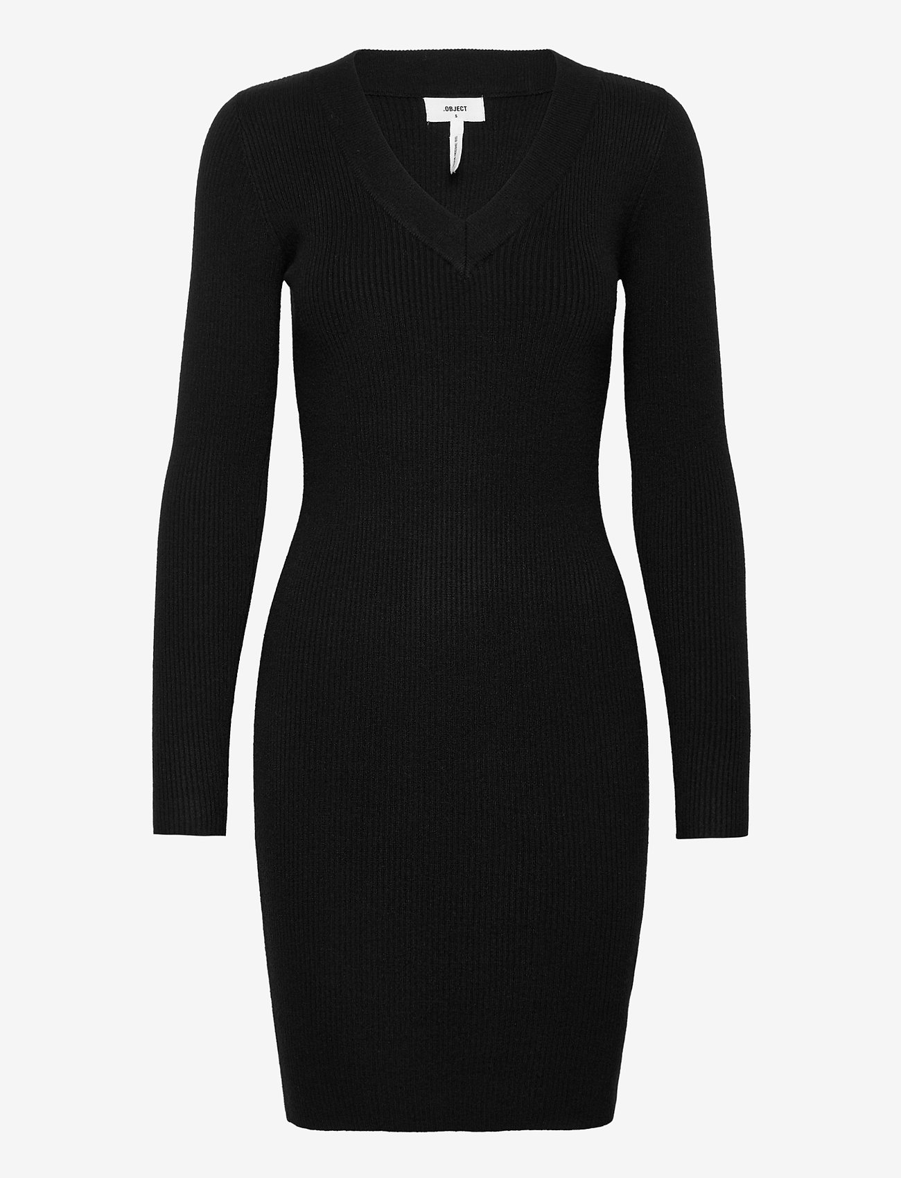 Object - OBJFAE THESS L/S RIB KNIT DRESS - black - 0