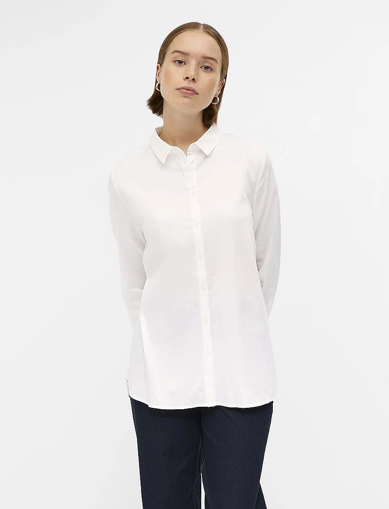 Object - OBJROXA L/S LOOSE SHIRT - långärmade skjortor - white - 0