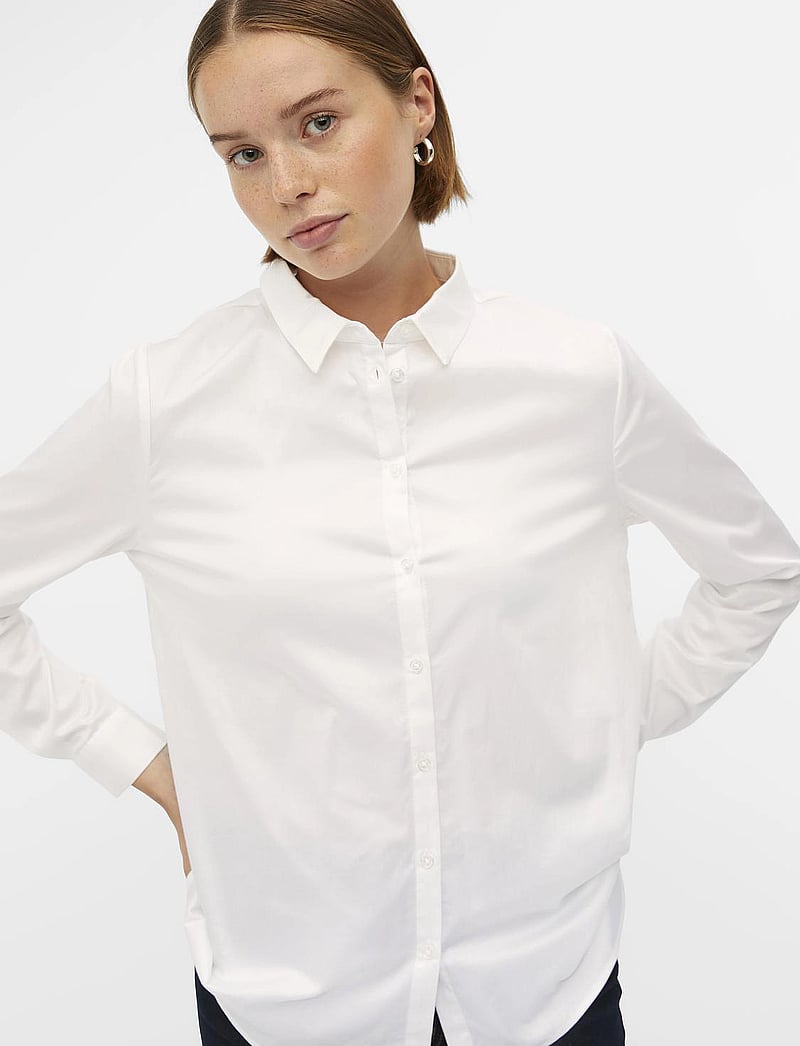 Object - OBJROXA L/S LOOSE SHIRT - långärmade skjortor - white - 4
