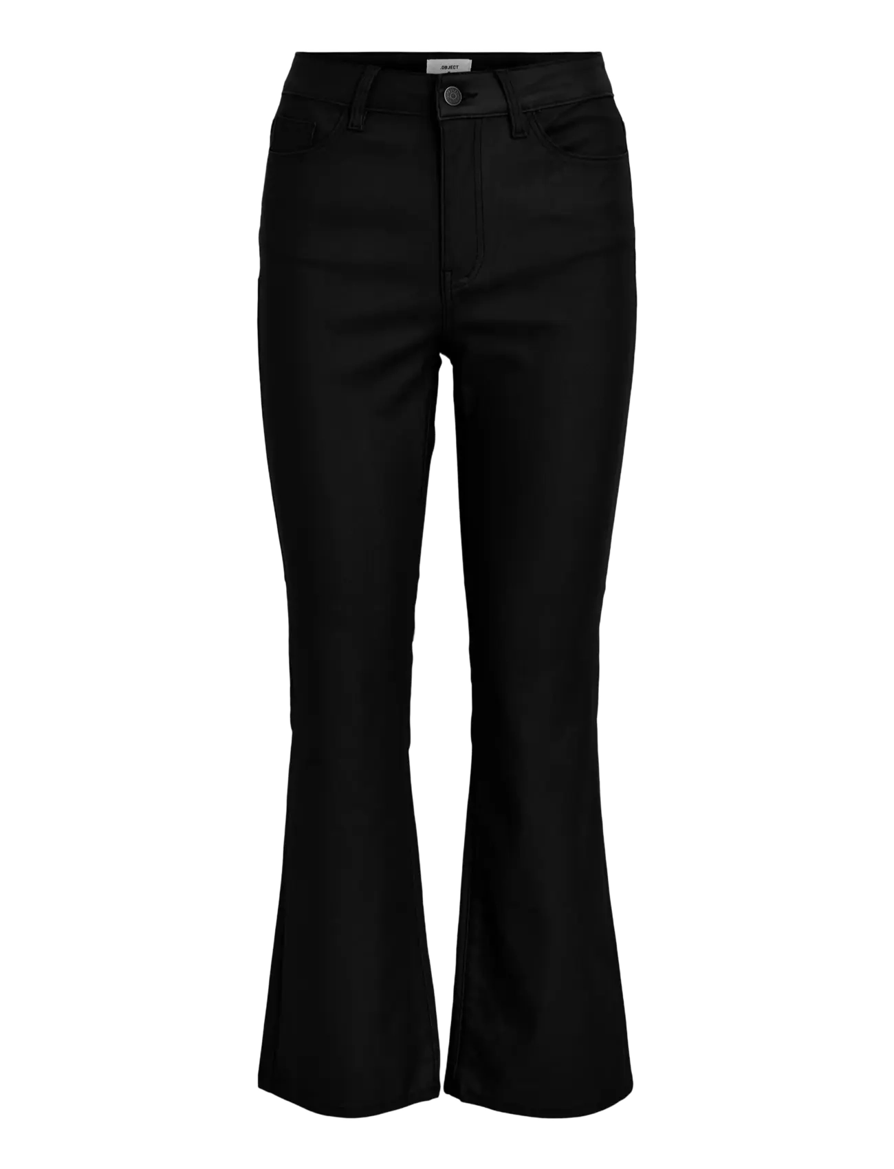 Object OBJBELLE MW 7/8 COATED FLARED PANTS DIV - Denim clothing - BLACK / black